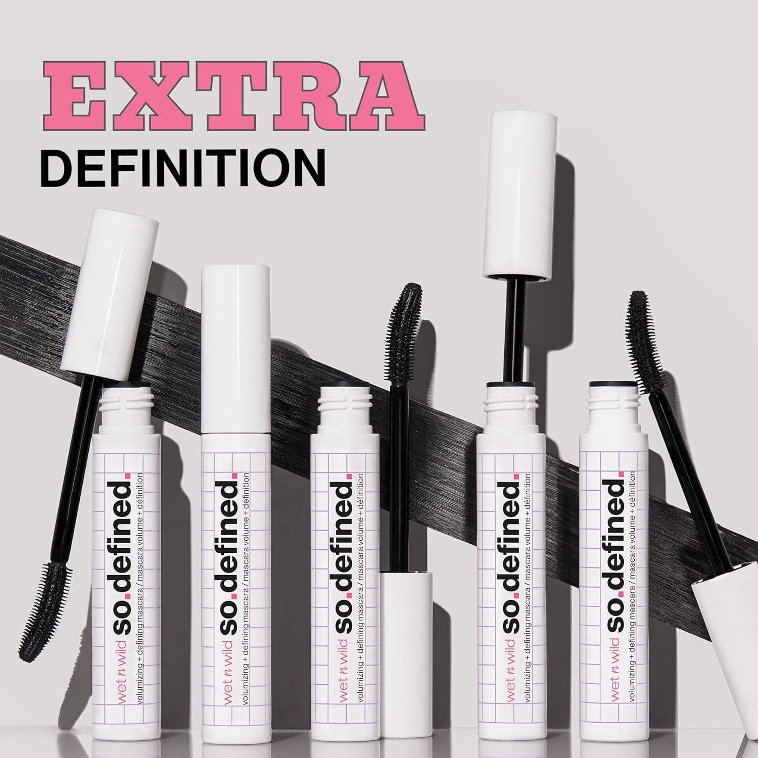 wet n wild So Defined Mascara, Volumizing & Lengthining with a Buildable Castor Oil-Infused Formula, Long-Lasting Clump-Free Application for Visibly lifted lashes, Vegan & Cruelty-Free – BLACK(Black)