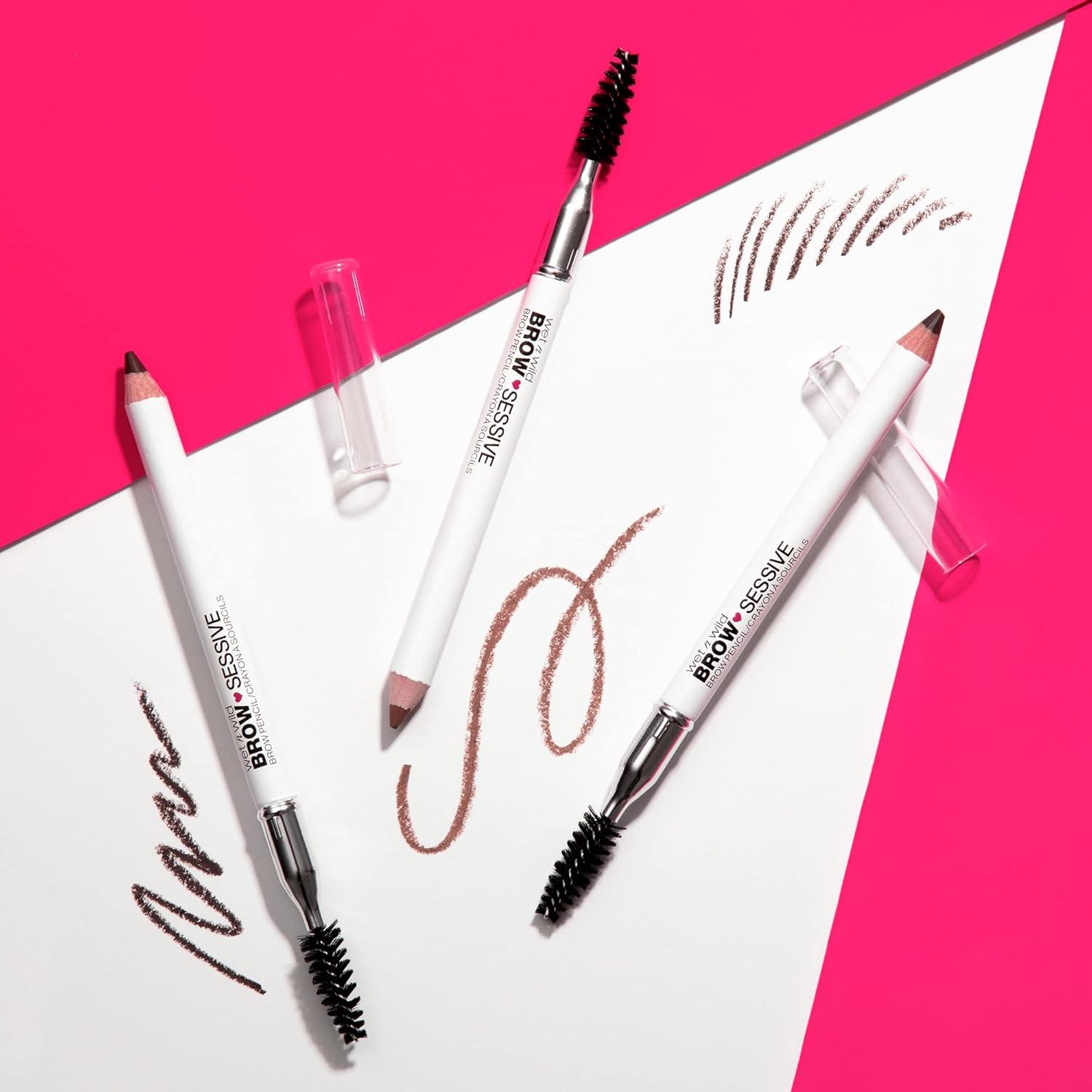 wet n wild Brow-Sessive Brow Pencil, Ultra-Precise Dual Ended Spoolie Brush for Perfect Buildable Blendable Shaping, Natural Lasting Shades for Every Brow, Cruelty-Free & Vegan – Dark Brown(Packaged)(Taupe(Packaged))