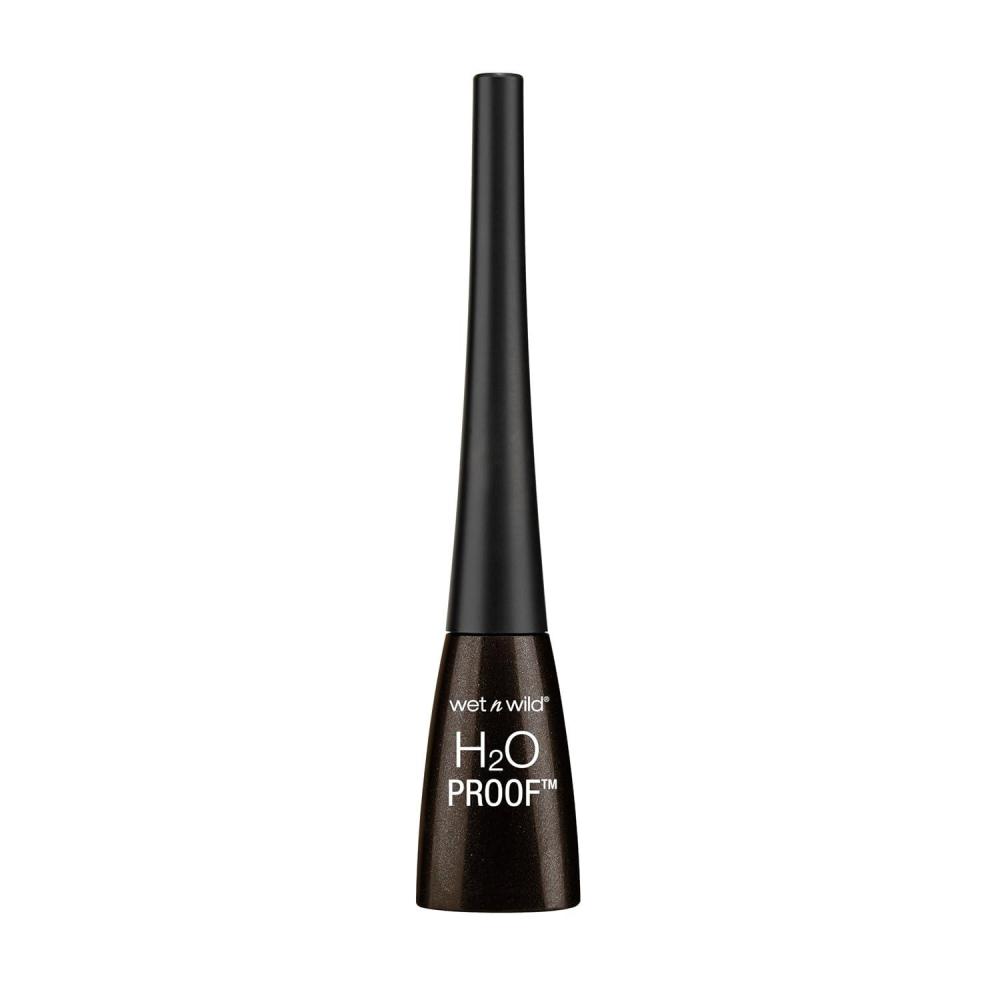 wet n wild H2O Proof Liquid Eyeliner, Waterproof & Smudge-Proof, Long-Lasting Definition, Precise Brush Applicator, Cruelty-Free – Dark Brown(Dark Brown)