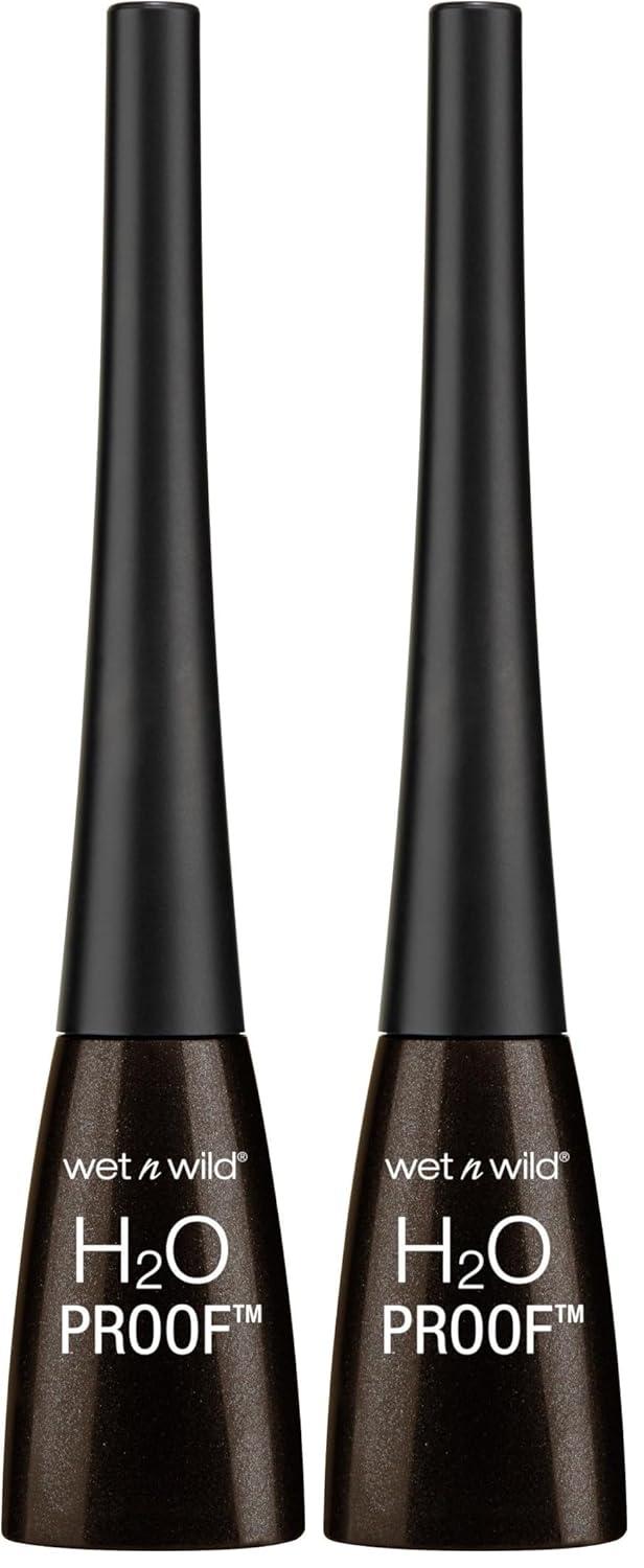 wet n wild H2O Proof Liquid Eyeliner, Waterproof & Smudge-Proof, Long-Lasting Definition, Precise Brush Applicator, Cruelty-Free – Dark Brown(Dark Brown)