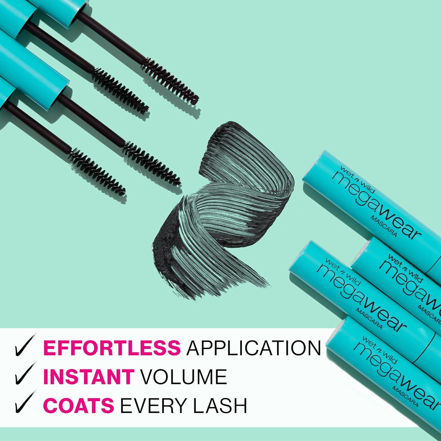 wet n wild Enhance and Define Megawear Mascara, Gentle Gel Volumizing Formula that Promotes Full & Healthy Lashes, Enriched with Soy Protein & Panthenol, Cruelty-Free & Vegan – Black