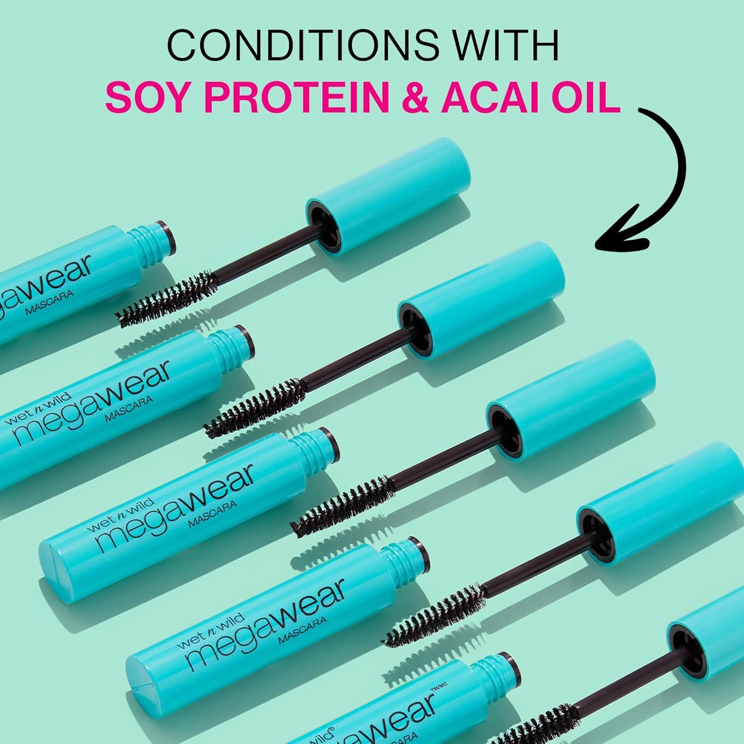 wet n wild Enhance and Define Megawear Mascara, Gentle Gel Volumizing Formula that Promotes Full & Healthy Lashes, Enriched with Soy Protein & Panthenol, Cruelty-Free & Vegan – Black