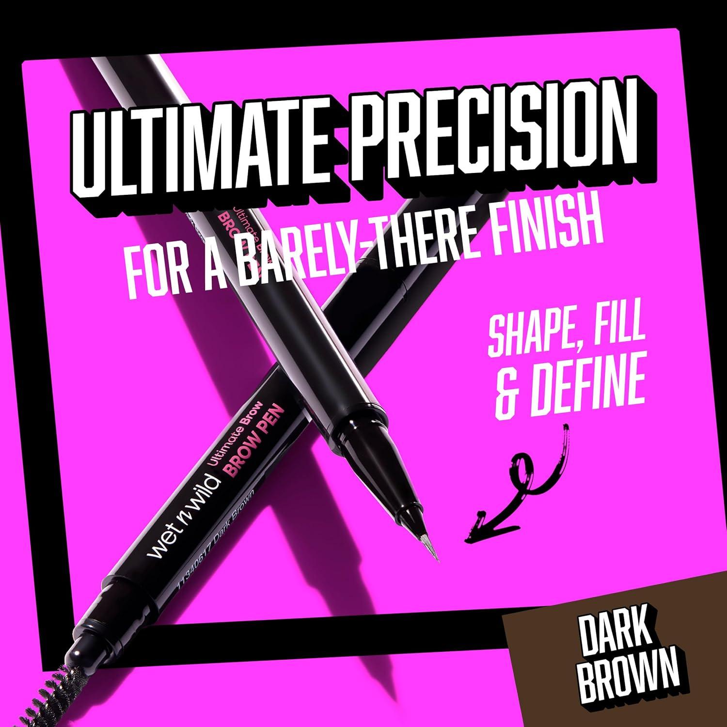 wet n wild Ultimate Eyebrow Retractable Definer Pencil, Medium Brown, Dual-Sided Brow Brush, Fine Tip, Shapes, Defines, Fills Brow Makeup(Dark Brown (Pen))