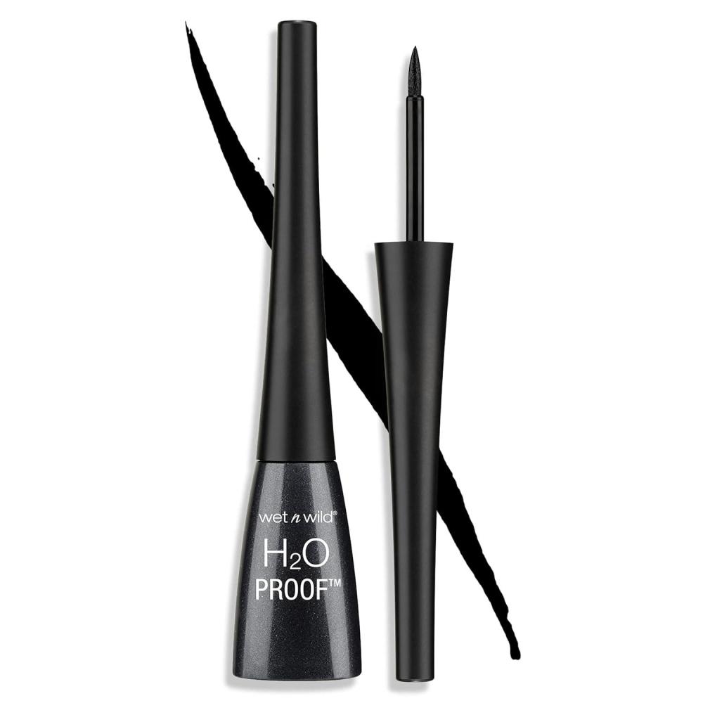wet n wild H2O Proof Liquid Eyeliner, Waterproof & Smudge-Proof, Long-Lasting Definition, Precise Brush Applicator, Cruelty-Free – Dark Brown(Black)