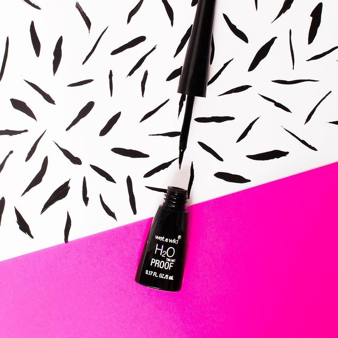 wet n wild H2O Proof Liquid Eyeliner, Waterproof & Smudge-Proof, Long-Lasting Definition, Precise Brush Applicator, Cruelty-Free – Dark Brown(Black)