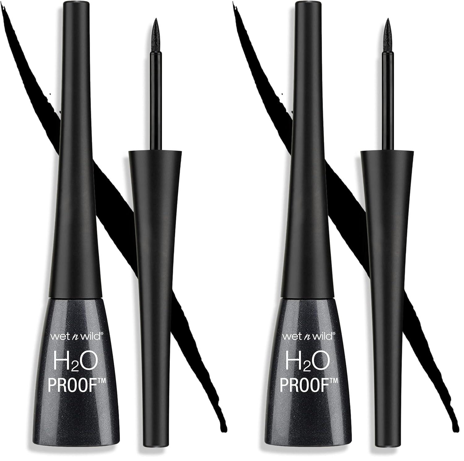 wet n wild H2O Proof Liquid Eyeliner, Waterproof & Smudge-Proof, Long-Lasting Definition, Precise Brush Applicator, Cruelty-Free – Dark Brown(Black)