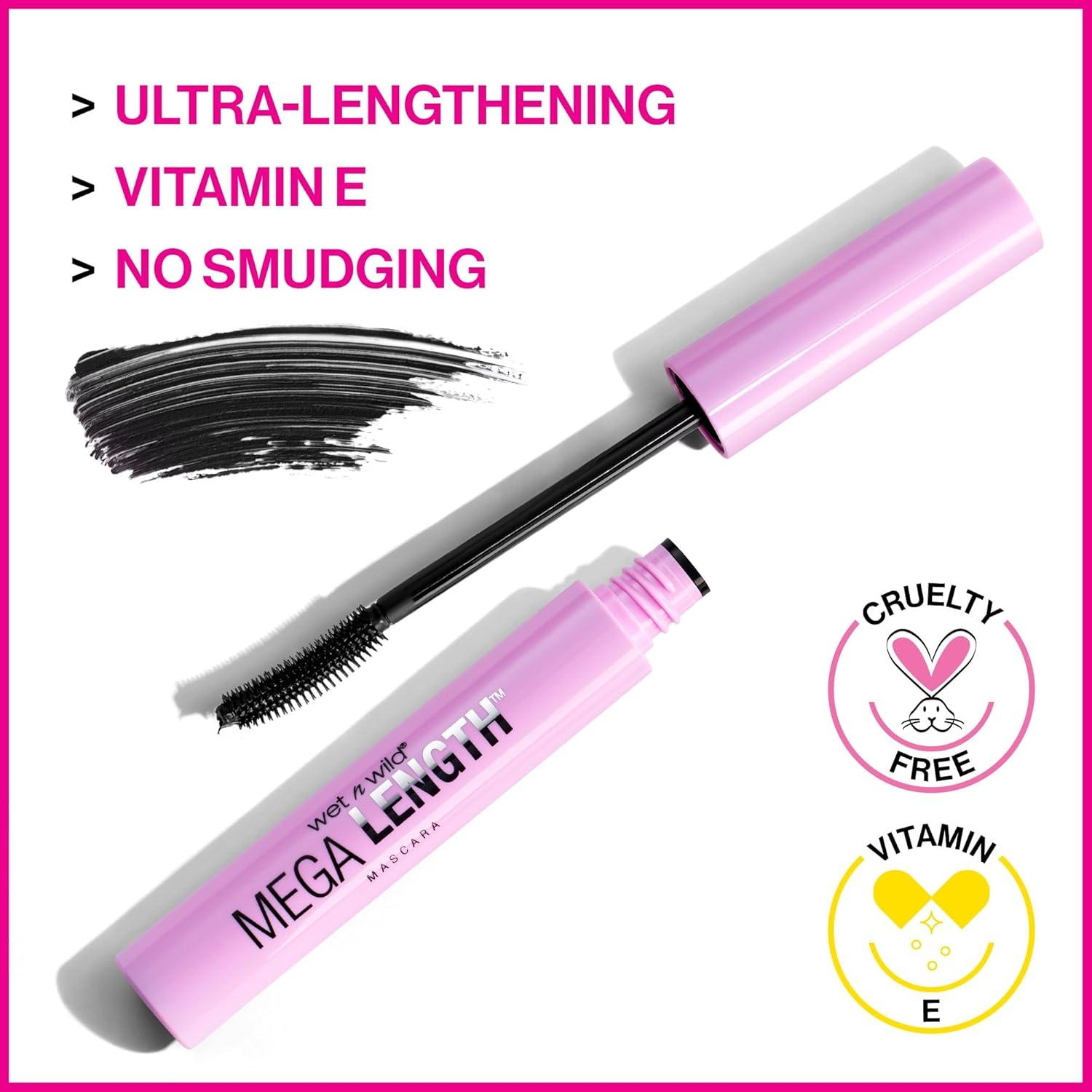 wet n wild Mascara – Lengthening, Vitamin E Enriched, Precision Comb Brush, Cruelty-Free, Gluten-Free, Sulfate-Free & Vegan – Very Black(Very Black)