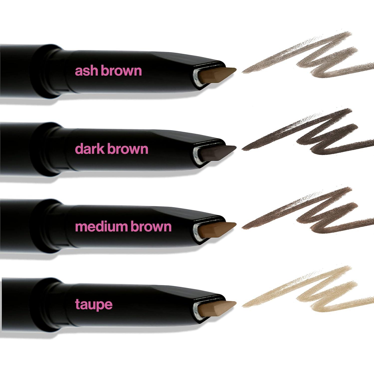 wet n wild Ultimate Eyebrow Retractable Definer Pencil, Medium Brown, Dual-Sided Brow Brush, Fine Tip, Shapes, Defines, Fills Brow Makeup(Dark Brown)