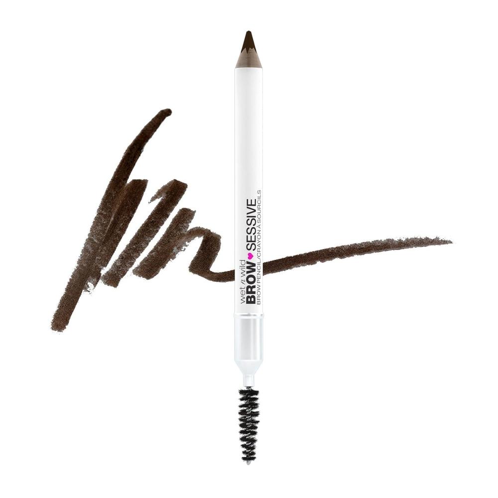 wet n wild Brow-Sessive Brow Pencil, Ultra-Precise Dual Ended Spoolie Brush for Perfect Buildable Blendable Shaping, Natural Lasting Shades for Every Brow, Cruelty-Free & Vegan – Dark Brown(Packaged)(Dark Brown(Packaged))