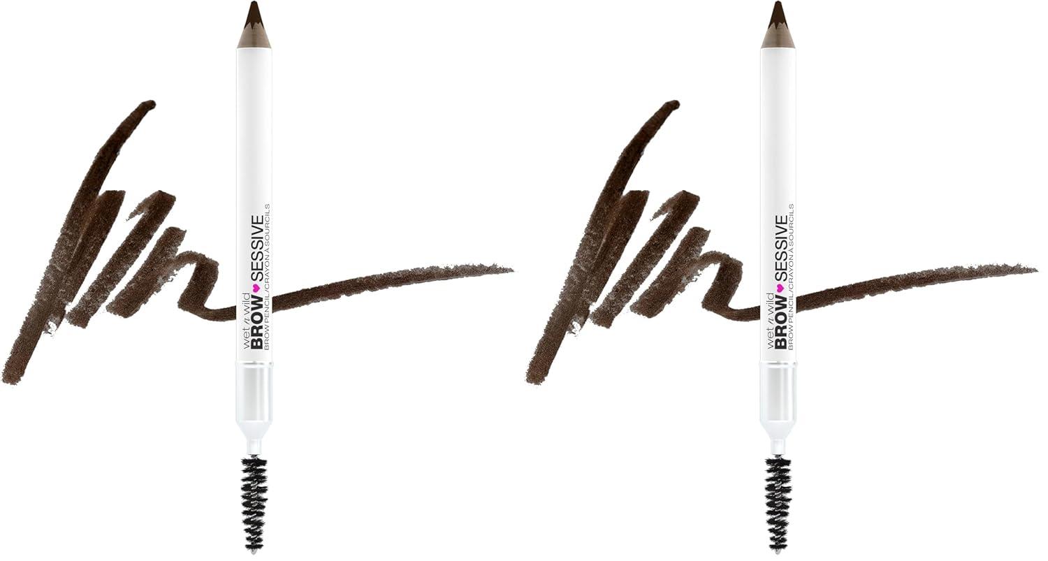 wet n wild Brow-Sessive Brow Pencil, Ultra-Precise Dual Ended Spoolie Brush for Perfect Buildable Blendable Shaping, Natural Lasting Shades for Every Brow, Cruelty-Free & Vegan – Dark Brown(Packaged)(Dark Brown(Packaged))