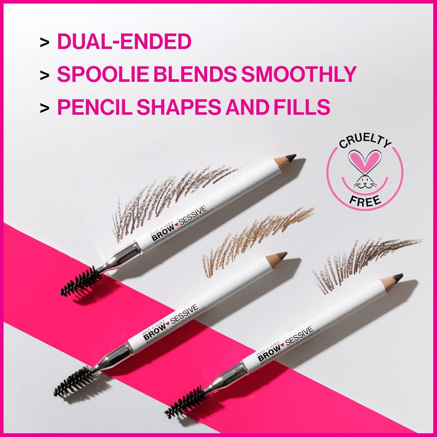 wet n wild Brow-Sessive Brow Pencil, Ultra-Precise Dual Ended Spoolie Brush for Perfect Buildable Blendable Shaping, Natural Lasting Shades for Every Brow, Cruelty-Free & Vegan – Dark Brown(Packaged)(Dark Brown(Packaged))