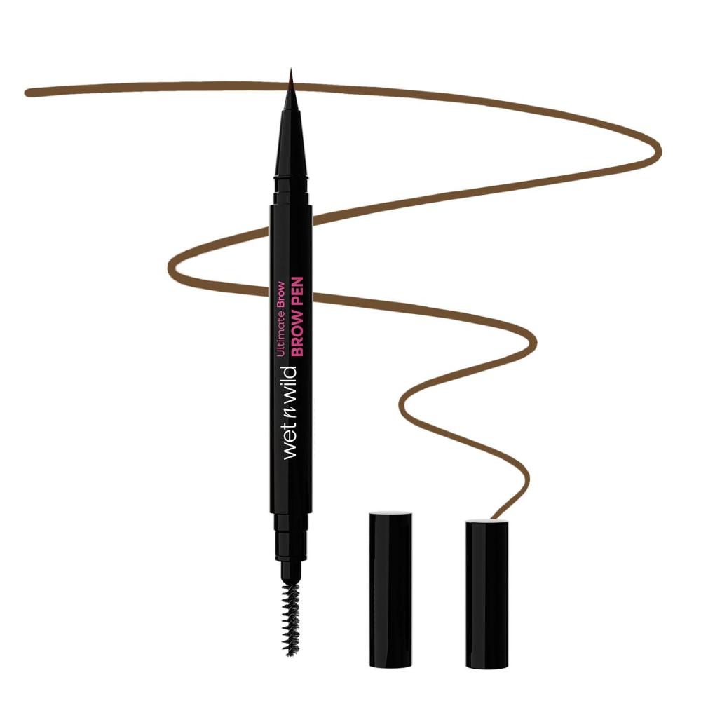wet n wild Ultimate Eyebrow Retractable Definer Pencil, Medium Brown, Dual-Sided Brow Brush, Fine Tip, Shapes, Defines, Fills Brow Makeup(Medium Brown (Pen))