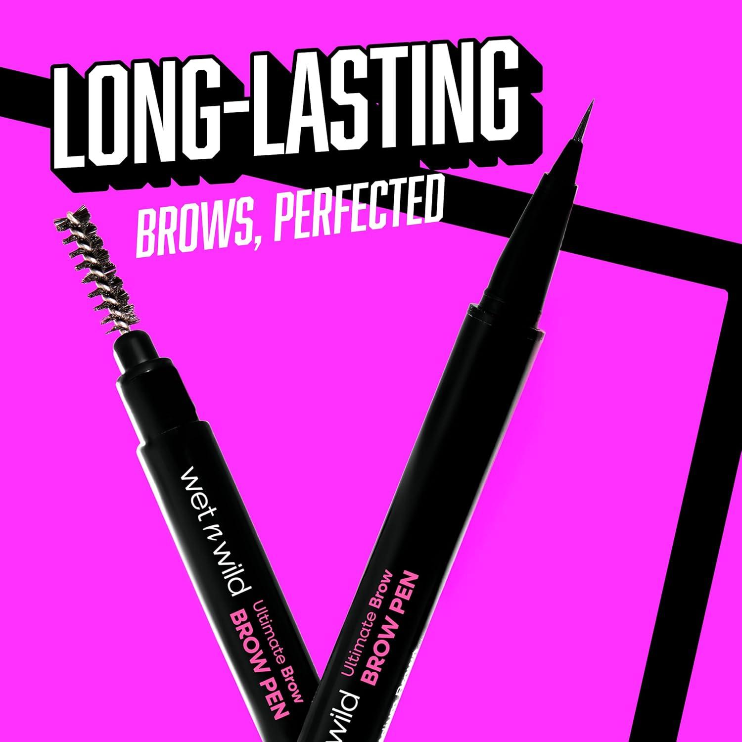wet n wild Ultimate Eyebrow Retractable Definer Pencil, Medium Brown, Dual-Sided Brow Brush, Fine Tip, Shapes, Defines, Fills Brow Makeup(Medium Brown (Pen))