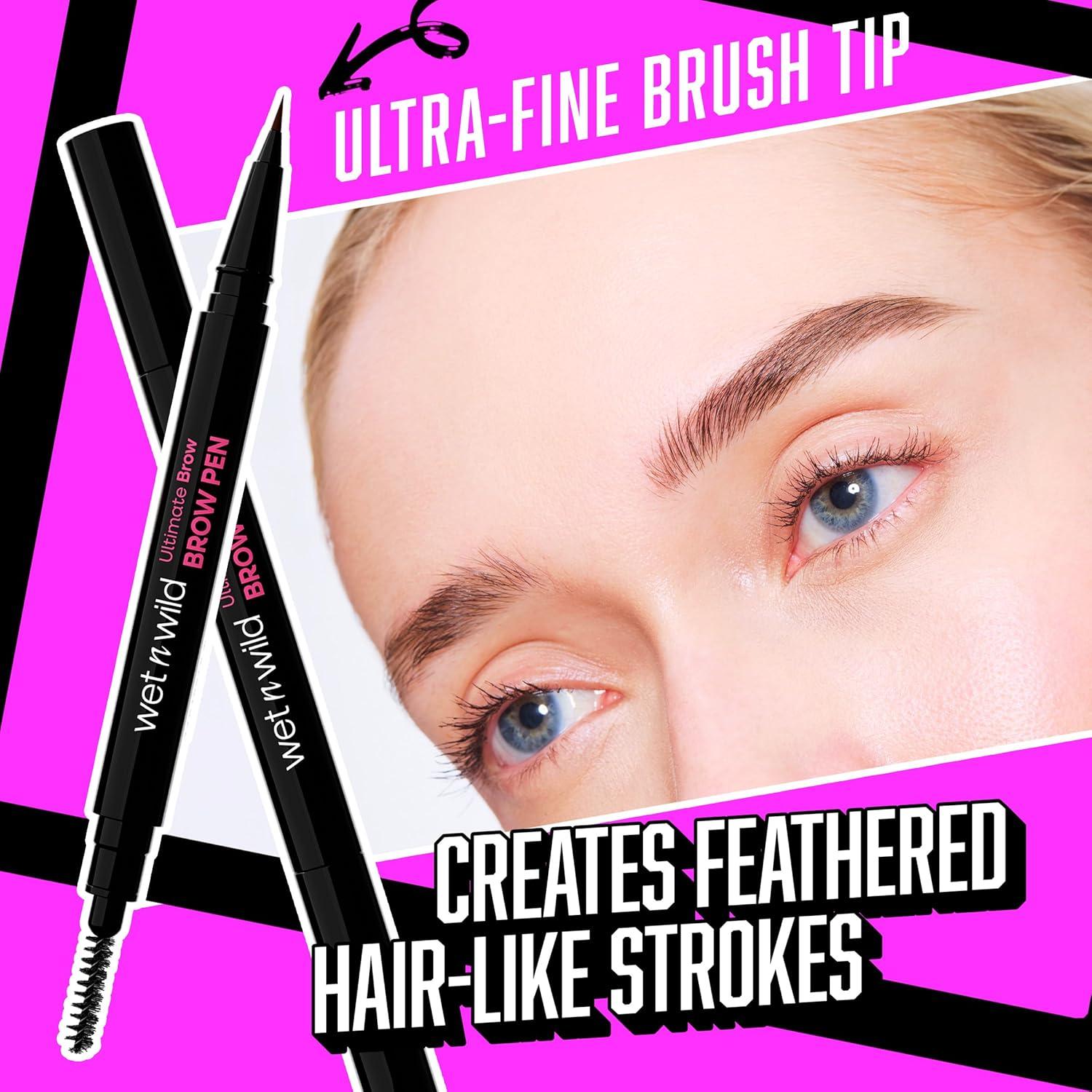 wet n wild Ultimate Eyebrow Retractable Definer Pencil, Medium Brown, Dual-Sided Brow Brush, Fine Tip, Shapes, Defines, Fills Brow Makeup(Medium Brown (Pen))