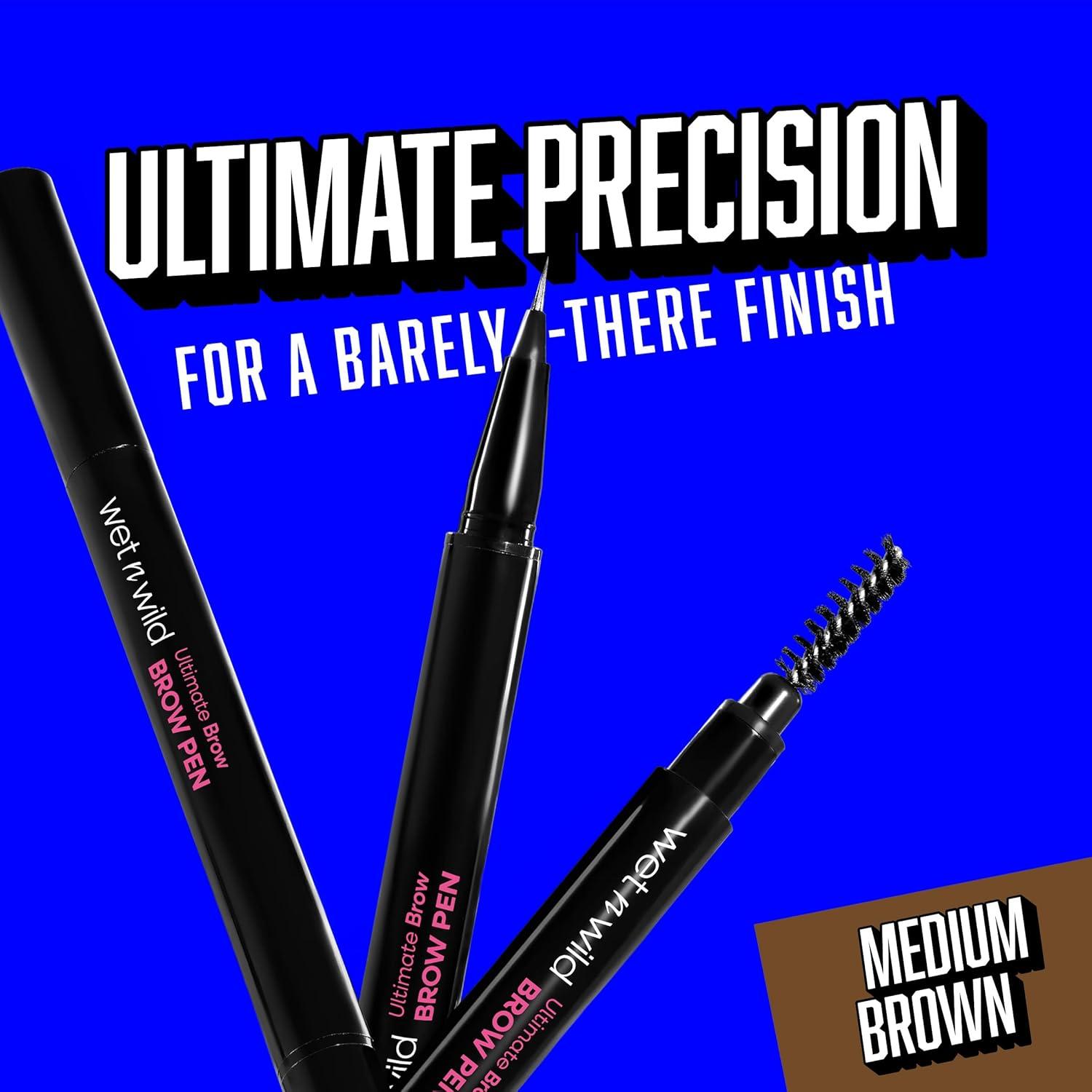 wet n wild Ultimate Eyebrow Retractable Definer Pencil, Medium Brown, Dual-Sided Brow Brush, Fine Tip, Shapes, Defines, Fills Brow Makeup(Medium Brown (Pen))
