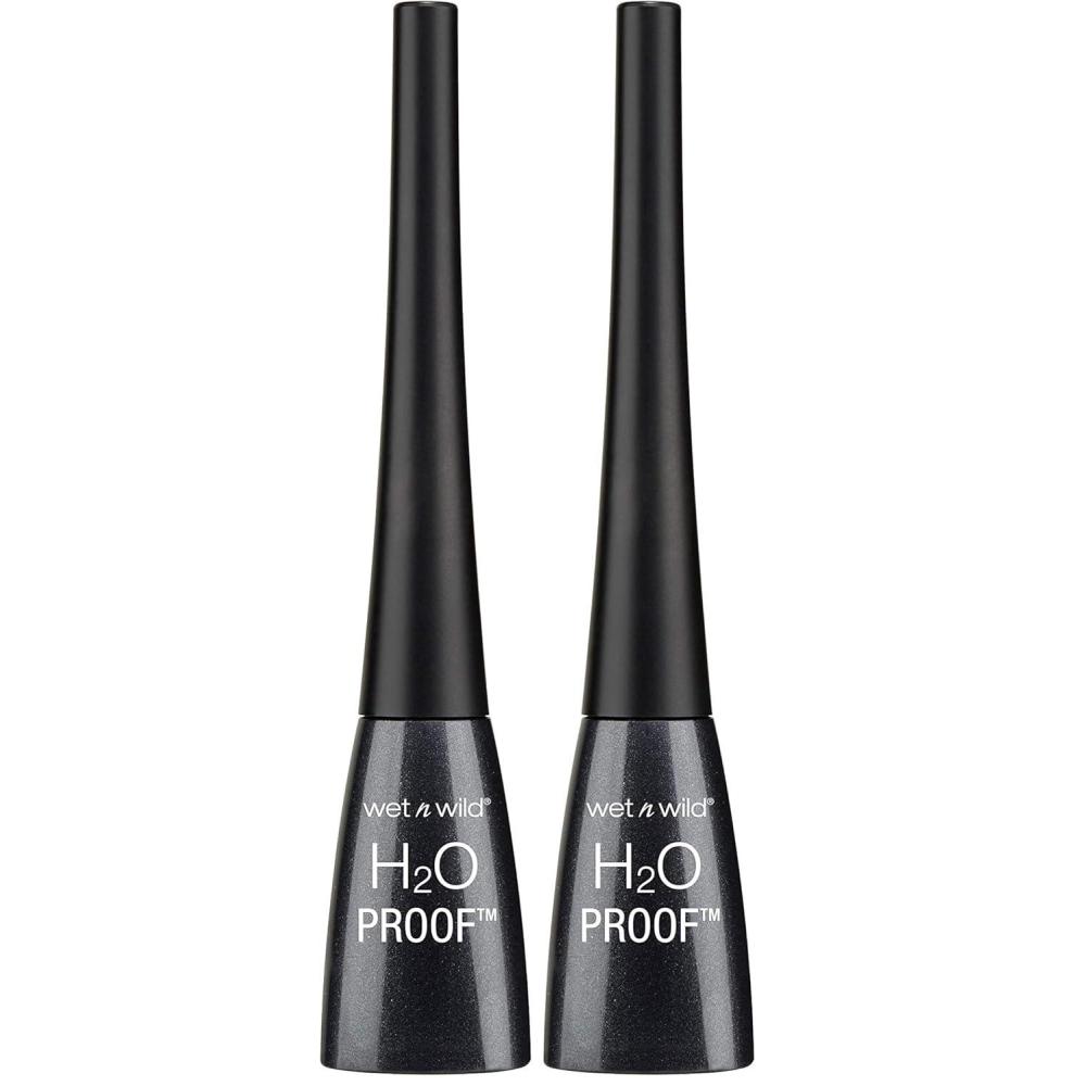 wet n wild H2O Proof Liquid Eyeliner, Waterproof & Smudge-Proof, Long-Lasting Definition, Precise Brush Applicator, Cruelty-Free – Dark Brown(Black(Carded))