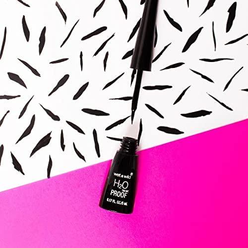 wet n wild H2O Proof Liquid Eyeliner, Waterproof & Smudge-Proof, Long-Lasting Definition, Precise Brush Applicator, Cruelty-Free – Dark Brown(Black(Carded))