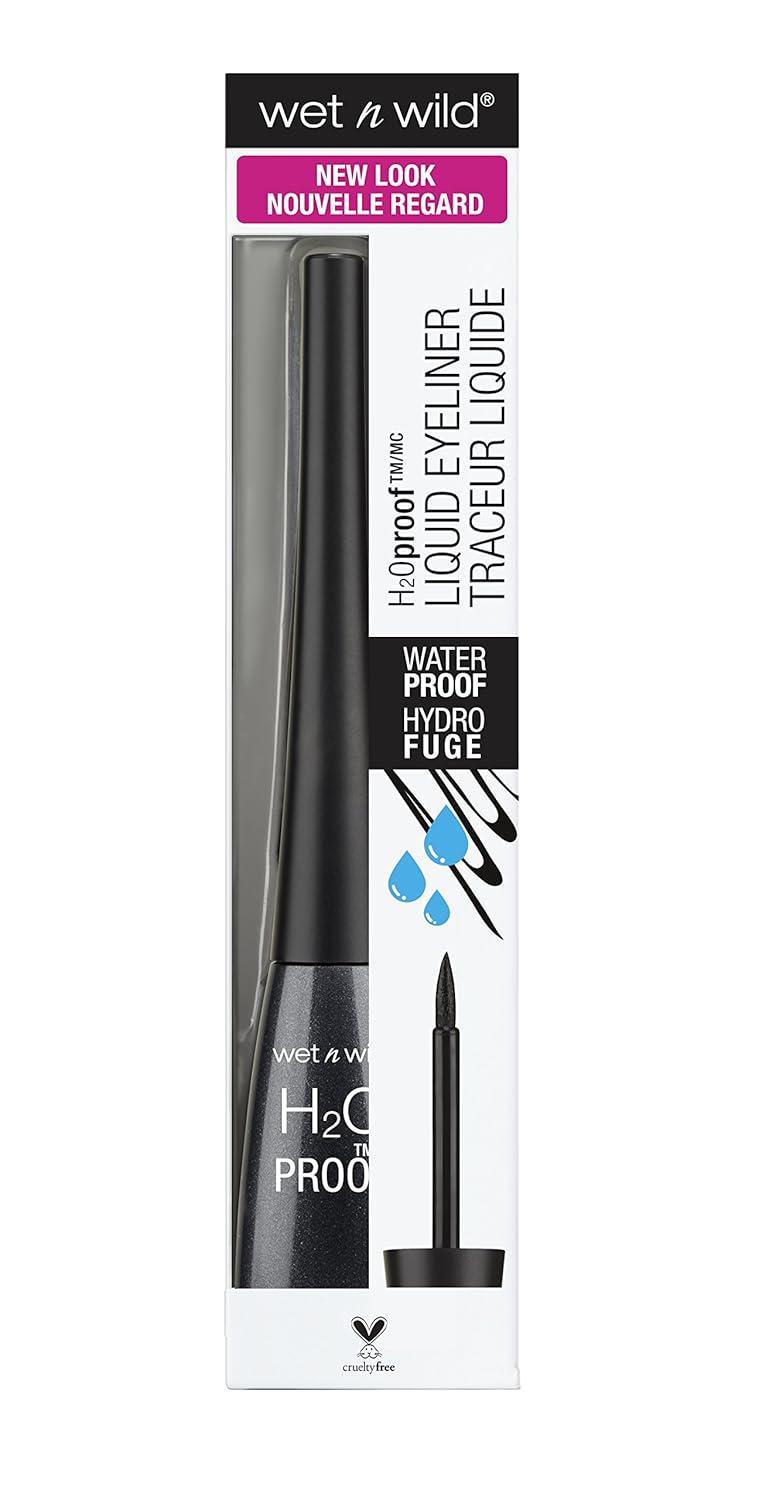 wet n wild H2O Proof Liquid Eyeliner, Waterproof & Smudge-Proof, Long-Lasting Definition, Precise Brush Applicator, Cruelty-Free – Dark Brown(Black(Carded))