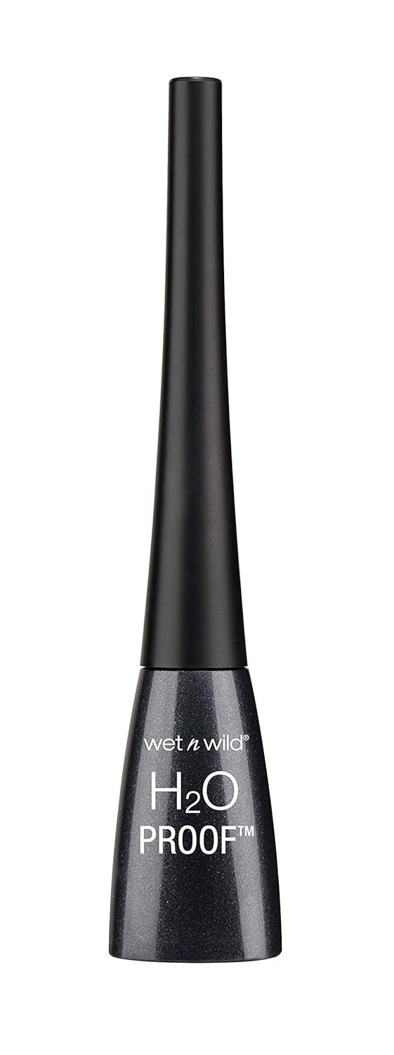 wet n wild H2O Proof Liquid Eyeliner, Waterproof & Smudge-Proof, Long-Lasting Definition, Precise Brush Applicator, Cruelty-Free – Dark Brown(Black(Carded))