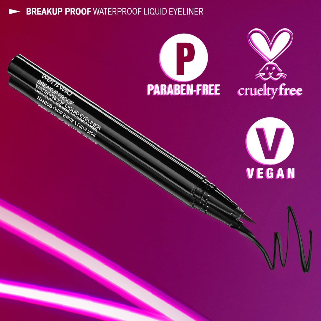 wet n wild Mega Last Breakup Proof Liquid Eyeliner – Ultra-Fine Brush, Waterproof, 16-Hour Long-Lasting Wear- Cruelty-Free & Vegan – Black(Black)