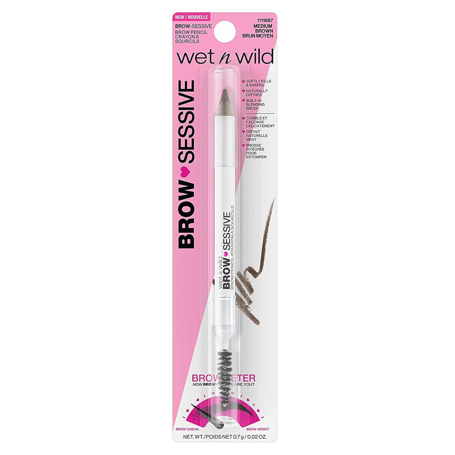 wet n wild Brow-Sessive Brow Pencil, Ultra-Precise Dual Ended Spoolie Brush for Perfect Buildable Blendable Shaping, Natural Lasting Shades for Every Brow, Cruelty-Free & Vegan – Dark Brown(Packaged)(Medium Brown(Packaged))
