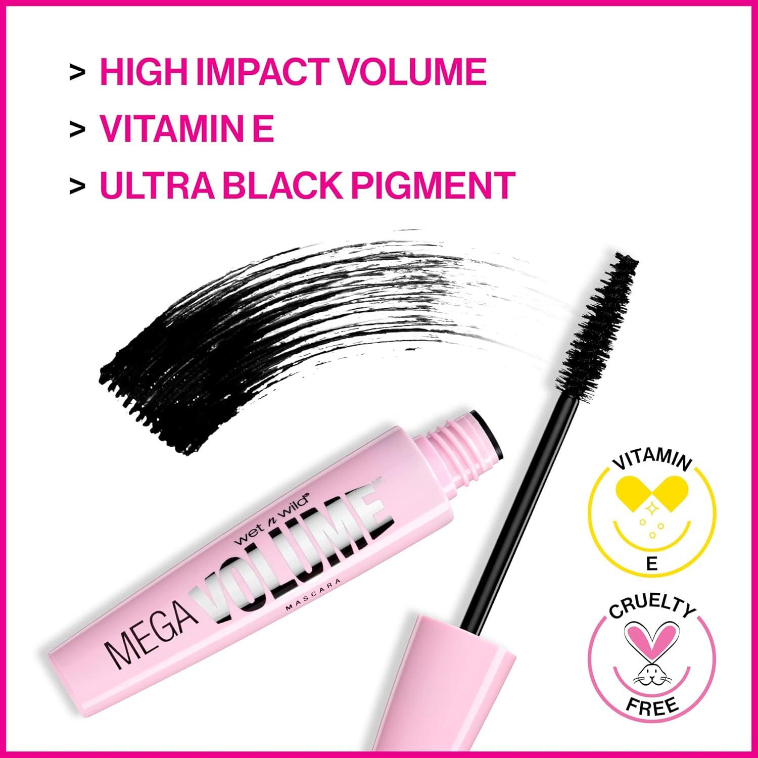 wet n wild Mascara – Lengthening, Vitamin E Enriched, Precision Comb Brush, Cruelty-Free, Gluten-Free, Sulfate-Free & Vegan – Very Black(Black)