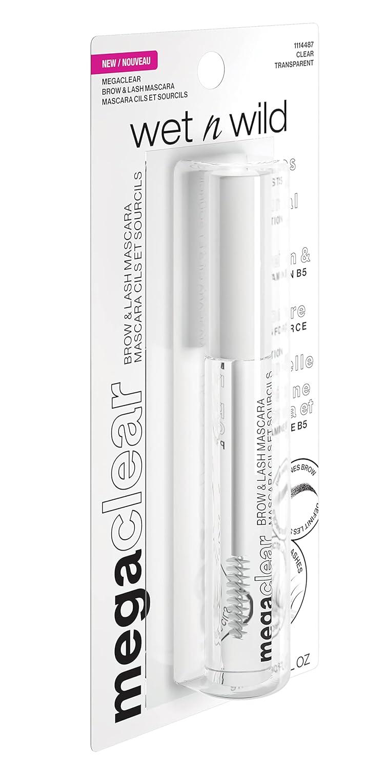 wet n wild Mega Clear Brow & Lash Mascara – Sculpts Brows, Defines Lashes, Conditioning with Soy Protein & ProVitamin B5, Primer & Top Coat, Cruelty-Free & Vegan – Clear(Clear)