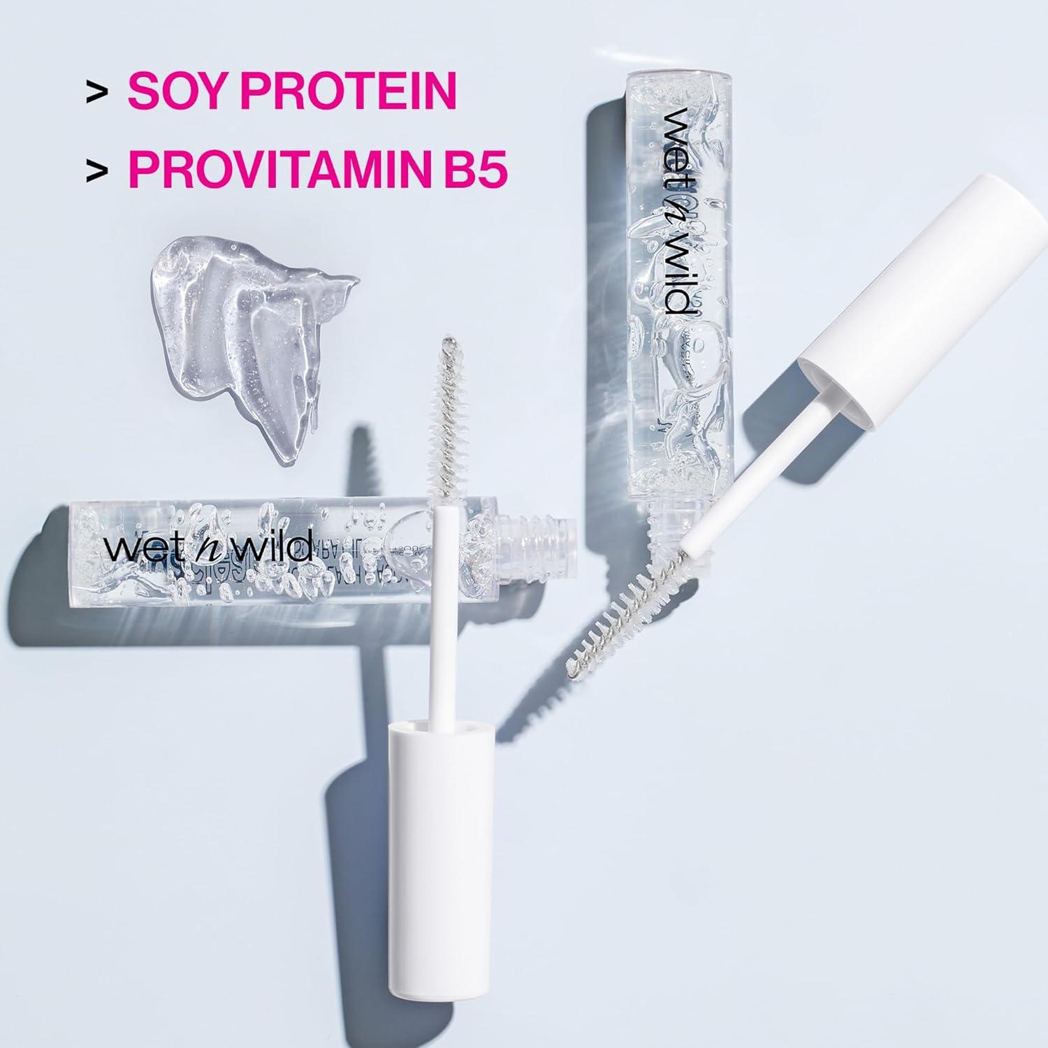 wet n wild Mega Clear Brow & Lash Mascara – Sculpts Brows, Defines Lashes, Conditioning with Soy Protein & ProVitamin B5, Primer & Top Coat, Cruelty-Free & Vegan – Clear(Clear)
