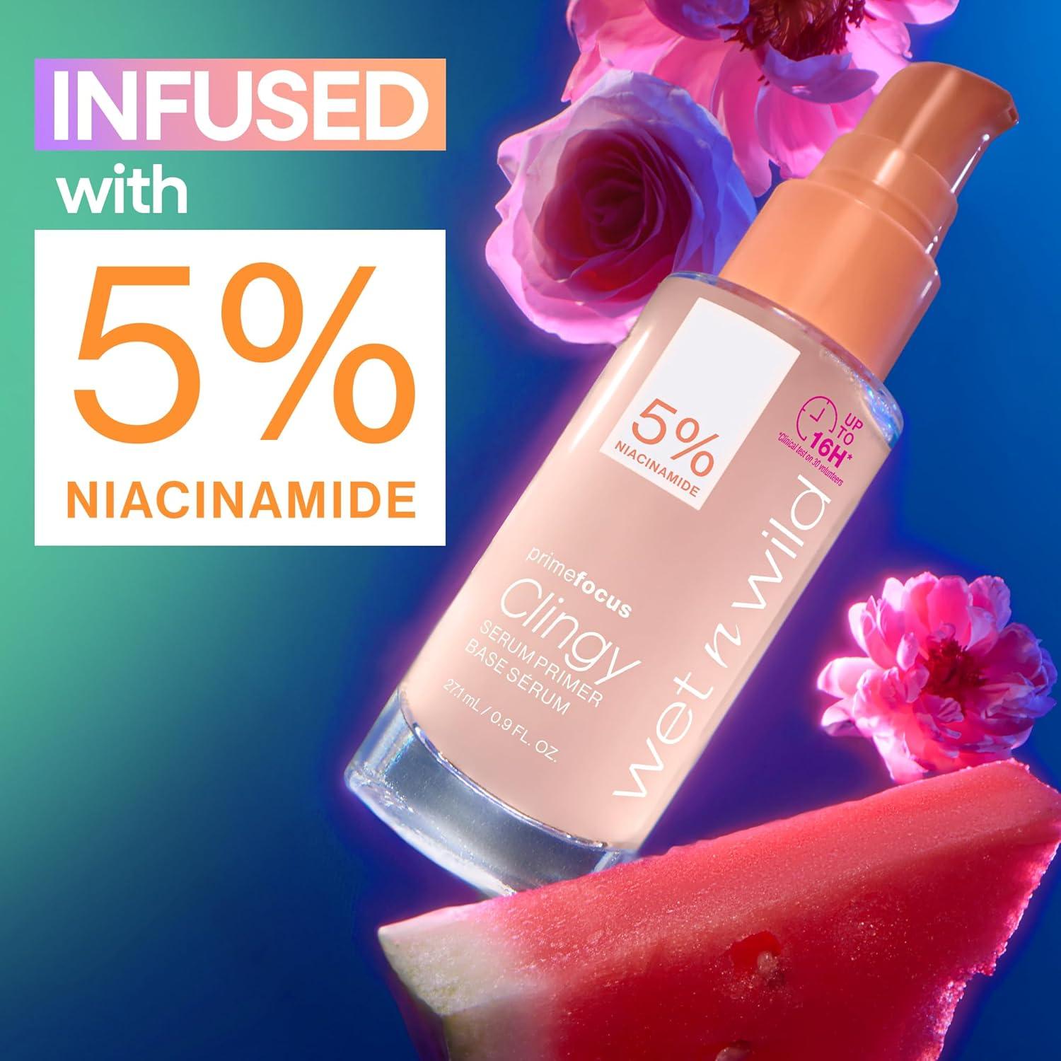 wet n wild Prime Focus Facial Serum Primer Makeup Extending, Hydrating Face Skin Care Product, Reduces Fine Lines And Wrinkles, For Repairing Dry Skin, Retinol Alternative(Light Pink)