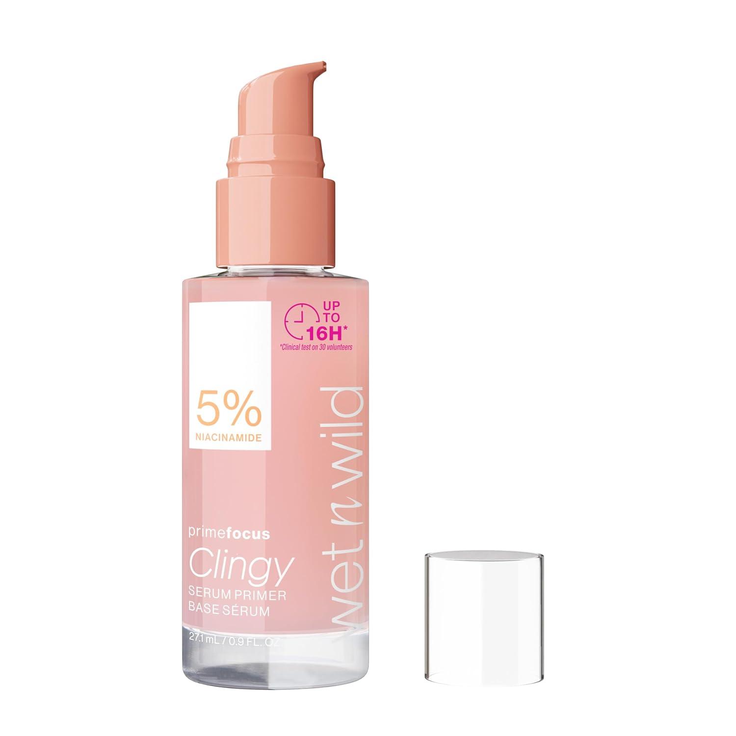 wet n wild Prime Focus Facial Serum Primer Makeup Extending, Hydrating Face Skin Care Product, Reduces Fine Lines And Wrinkles, For Repairing Dry Skin, Retinol Alternative(Light Pink)