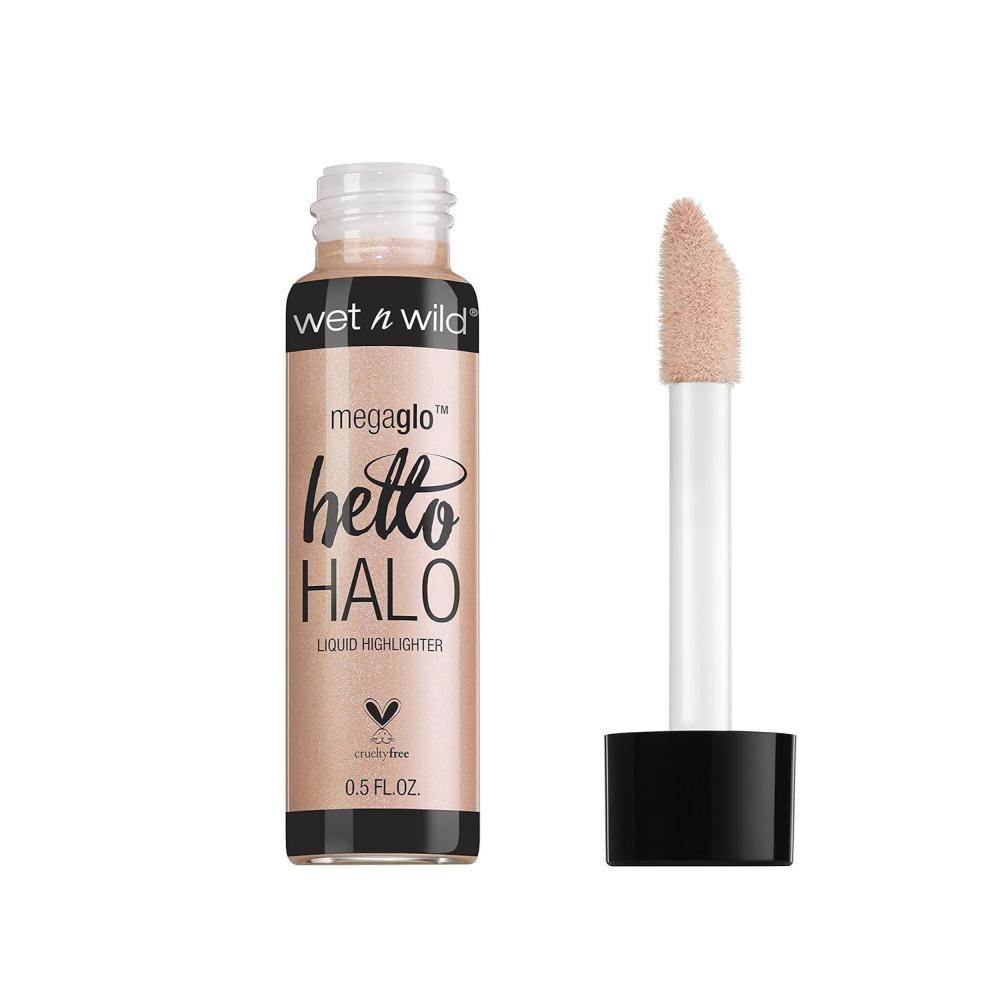 wet n wild MegaGlo Hello Halo Liquid Highlighter Makeup, Shimmer, Rose Gold Halo, Goodbye(Halo  Goodbye)
