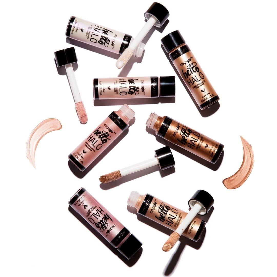 wet n wild MegaGlo Hello Halo Liquid Highlighter Makeup, Shimmer, Rose Gold Halo, Goodbye(Halo  Goodbye)
