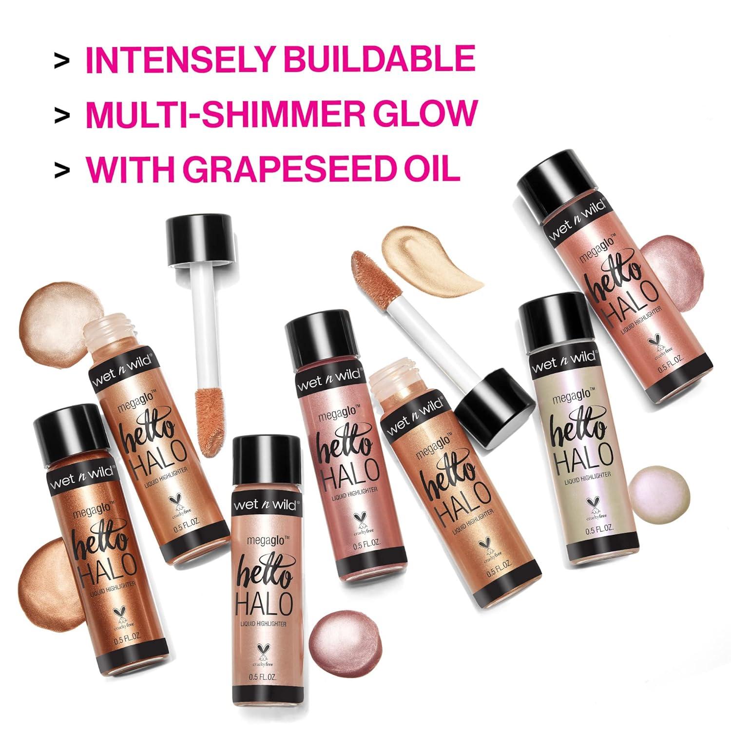 wet n wild MegaGlo Hello Halo Liquid Highlighter Makeup, Shimmer, Rose Gold Halo, Goodbye(Halo  Goodbye)