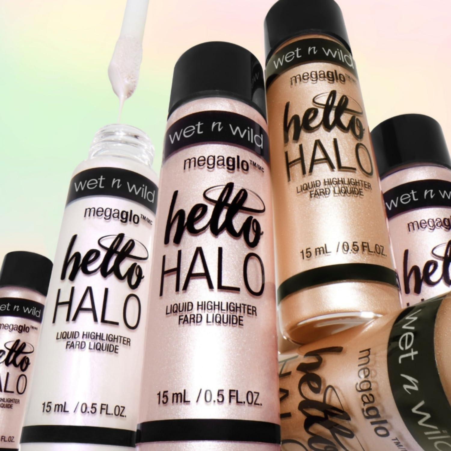 wet n wild MegaGlo Hello Halo Liquid Highlighter Makeup, Shimmer, Rose Gold Halo, Goodbye(Halo  Goodbye)