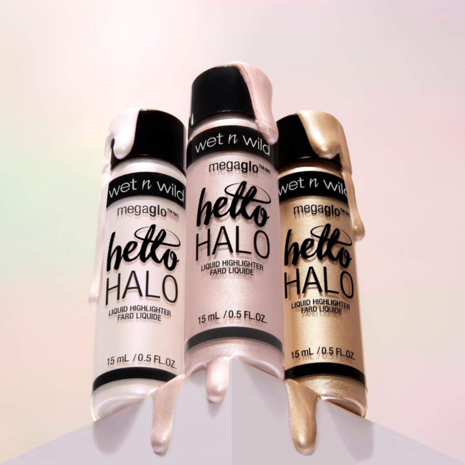 wet n wild MegaGlo Hello Halo Liquid Highlighter Makeup, Shimmer, Rose Gold Halo, Goodbye(Halo  Goodbye)