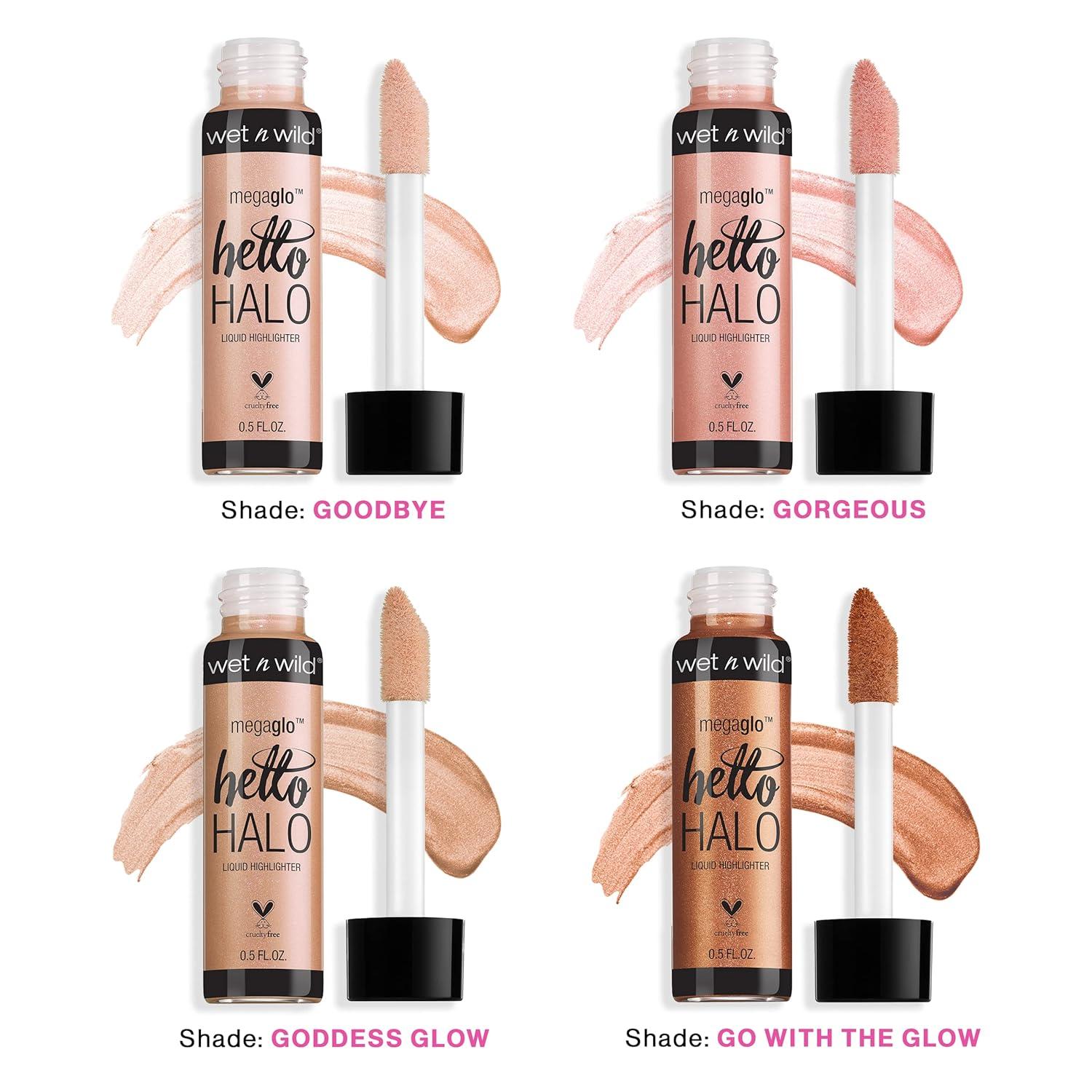 wet n wild MegaGlo Hello Halo Liquid Highlighter Makeup, Shimmer, Rose Gold Halo, Goodbye(Halo  Goodbye)