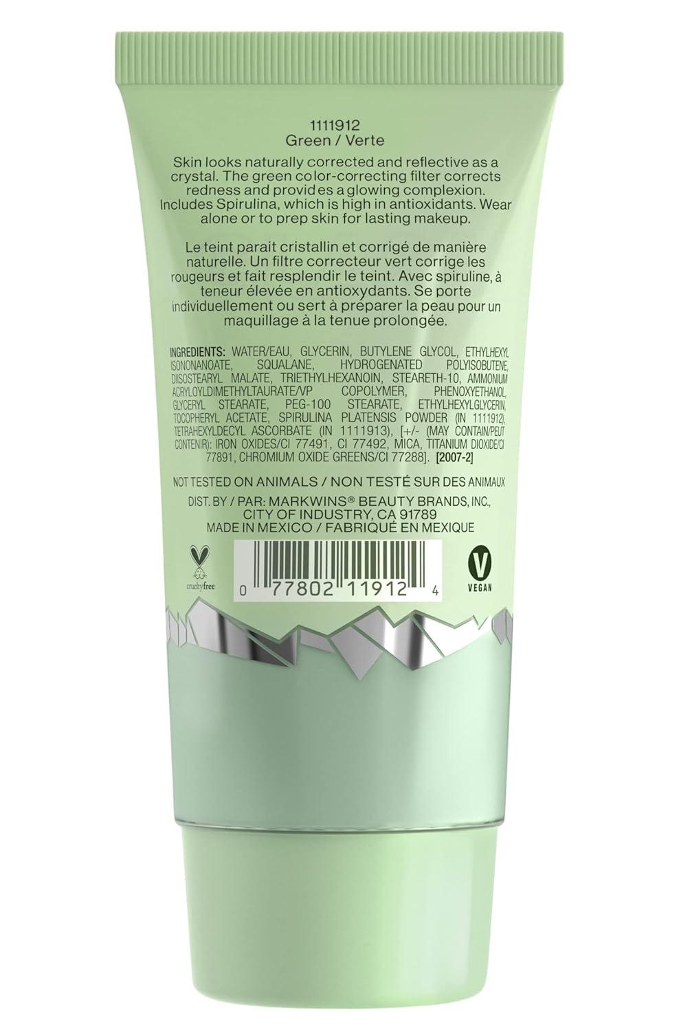 wet n wild Prime Focus Glass Skin Correct Primer Bright Crystal Finish, Green, 0.91 Fl Oz(Green)