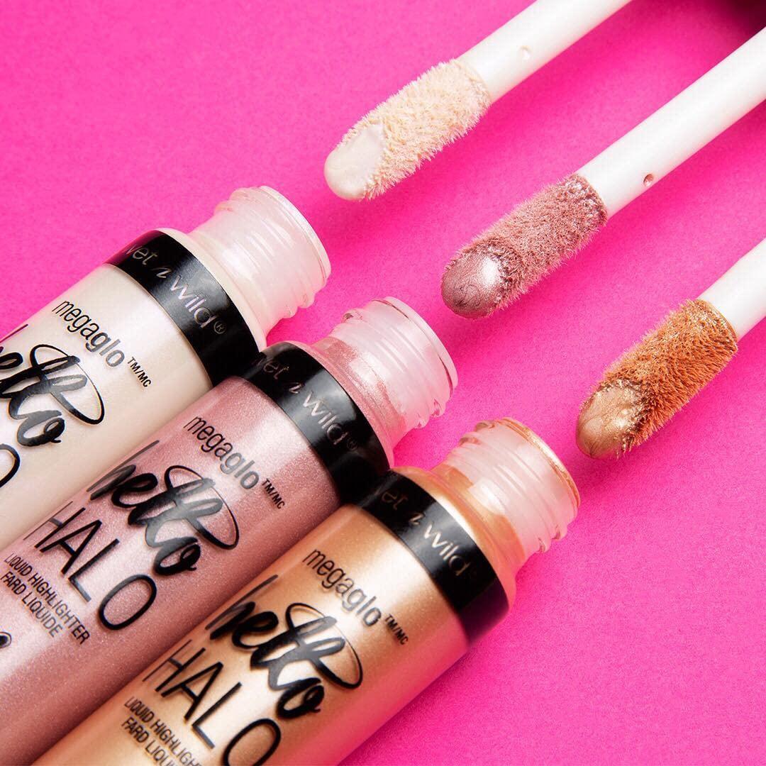 wet n wild MegaGlo Hello Halo Liquid Highlighter Makeup, Shimmer, Rose Gold Halo, Goodbye(Halographic)