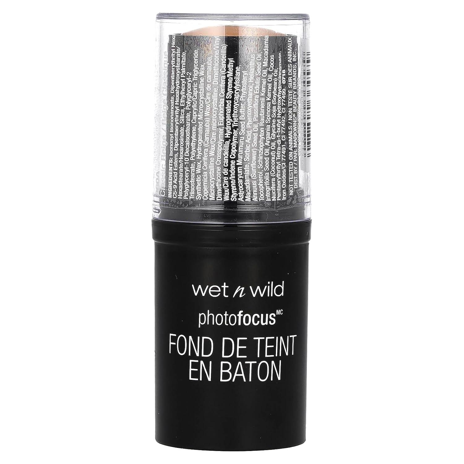 wet n wild Photo Focus Matte Foundation Stick Makeup, Shell Ivory | Vegan & Cruelty-Free(Classic Beige)