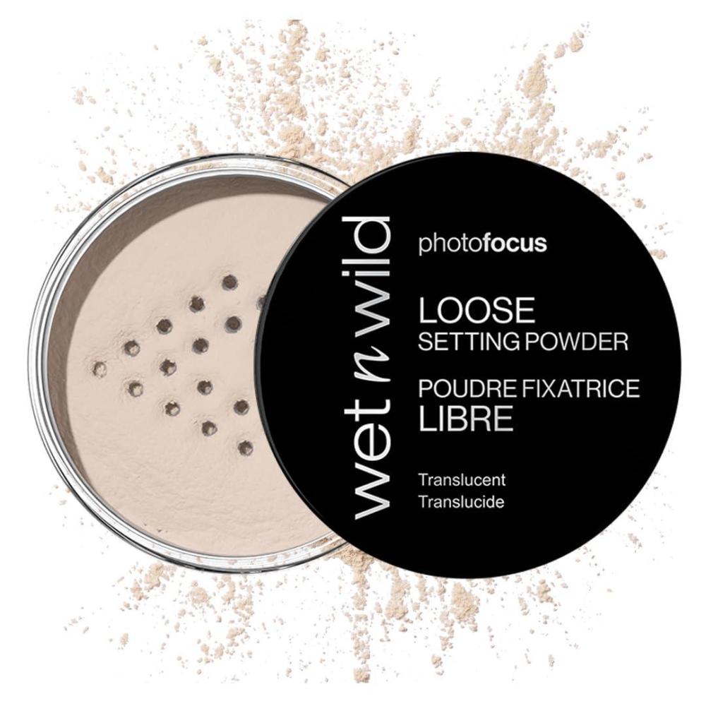 wet n wild Photo Focus Loose Baking Setting Powder, Highlighter Makeup, Fair to Medium & Tan Skin Tones – Translucent(Off-White Translucent)