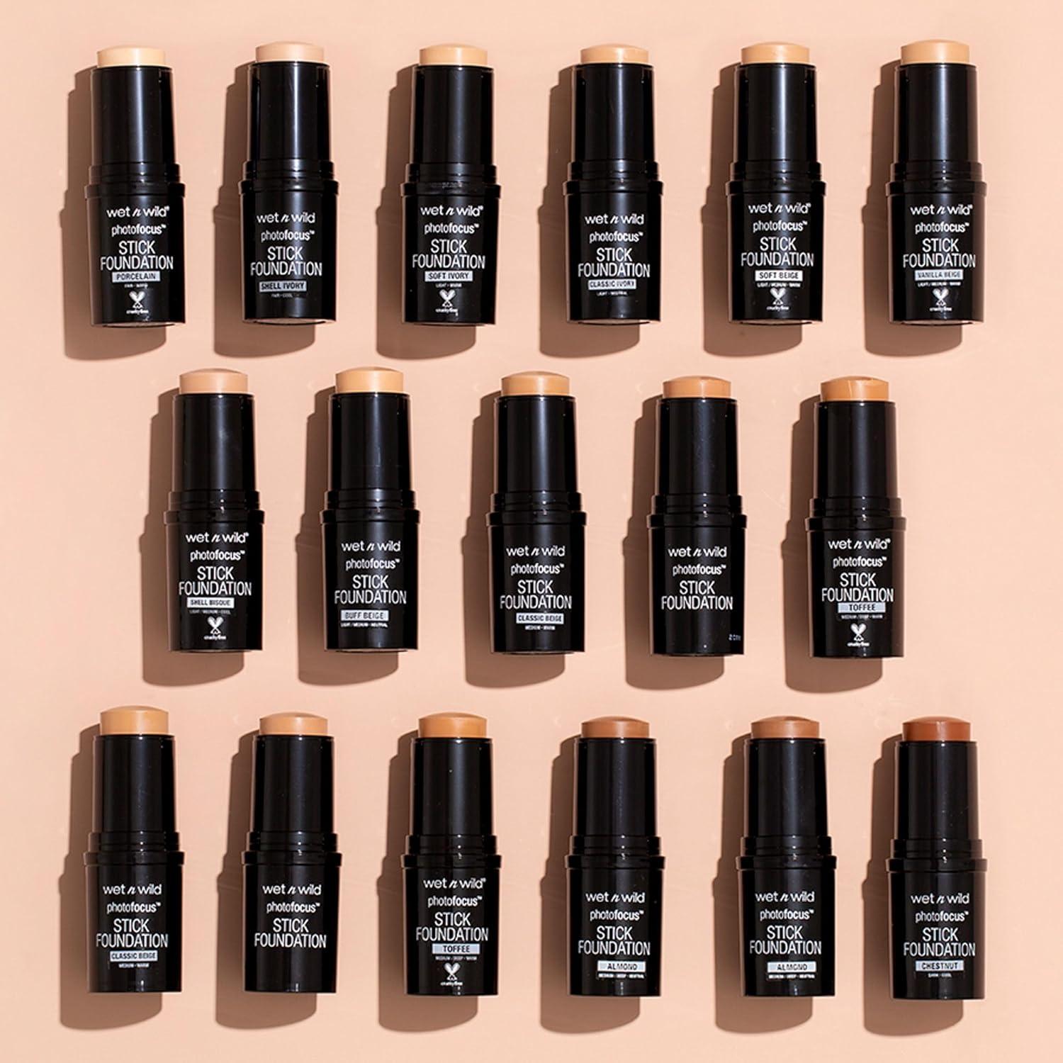 wet n wild Photo Focus Matte Foundation Stick Makeup, Shell Ivory | Vegan & Cruelty-Free(Shell Ivory)