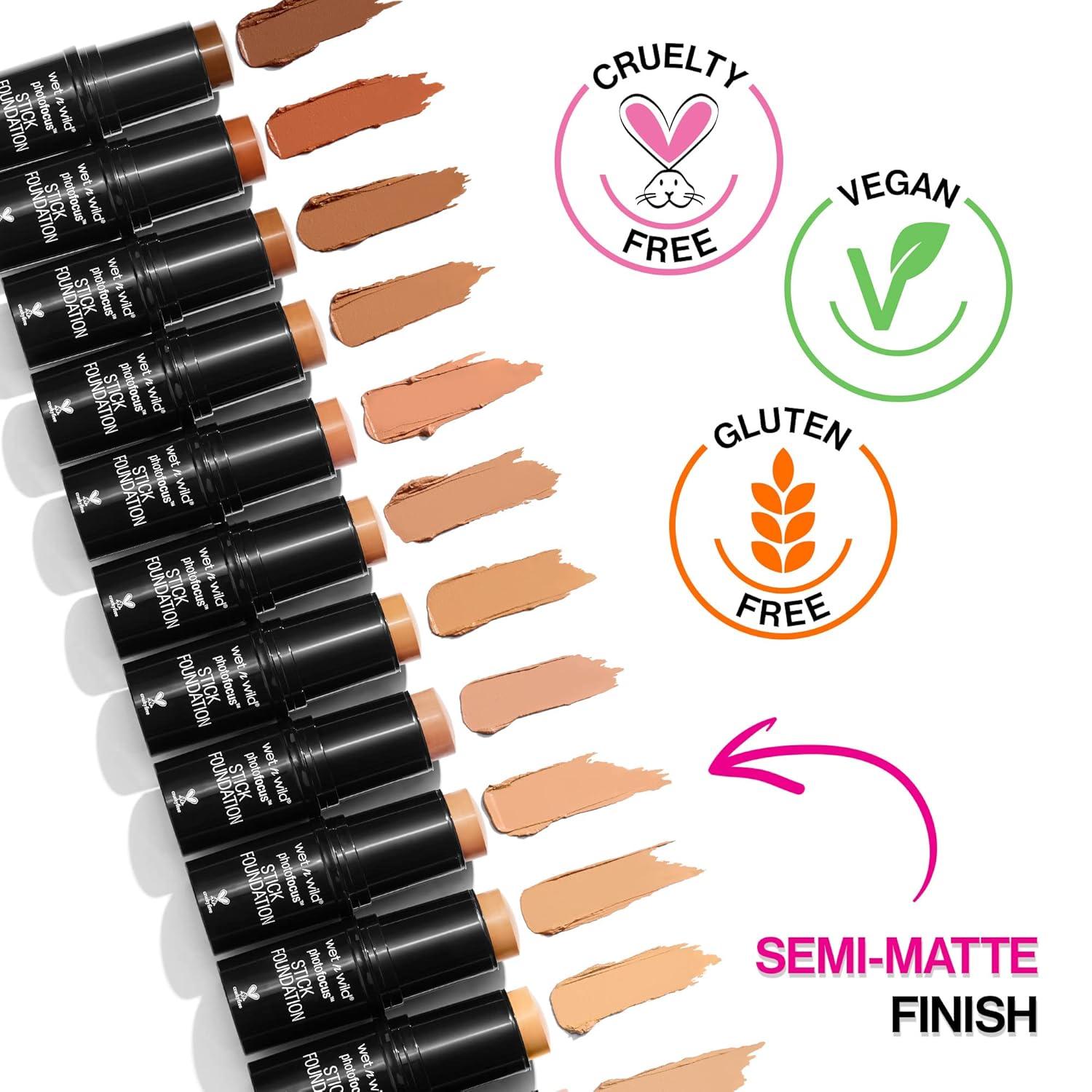 wet n wild Photo Focus Matte Foundation Stick Makeup, Shell Ivory | Vegan & Cruelty-Free(Porcelain)