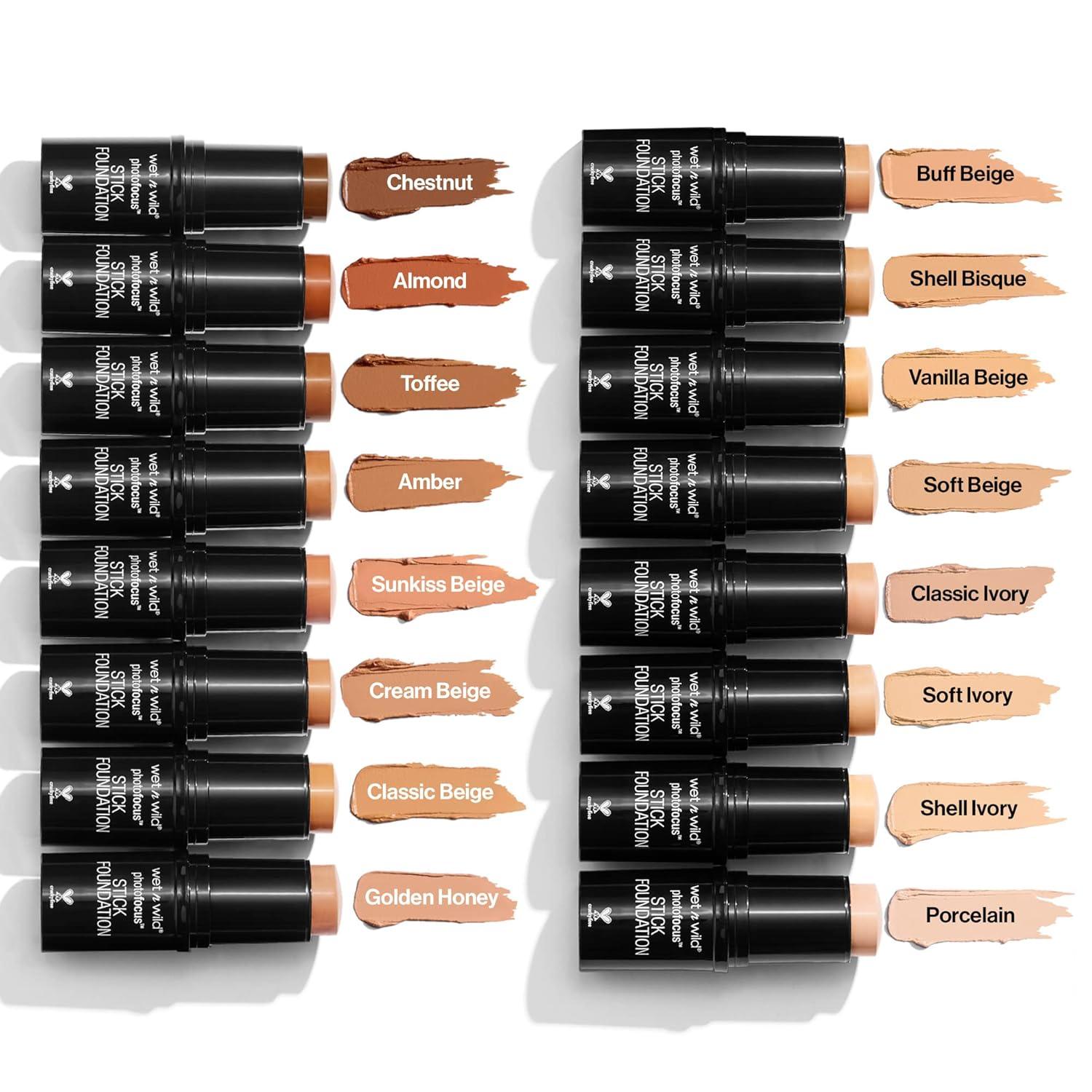wet n wild Photo Focus Matte Foundation Stick Makeup, Shell Ivory | Vegan & Cruelty-Free(Porcelain)