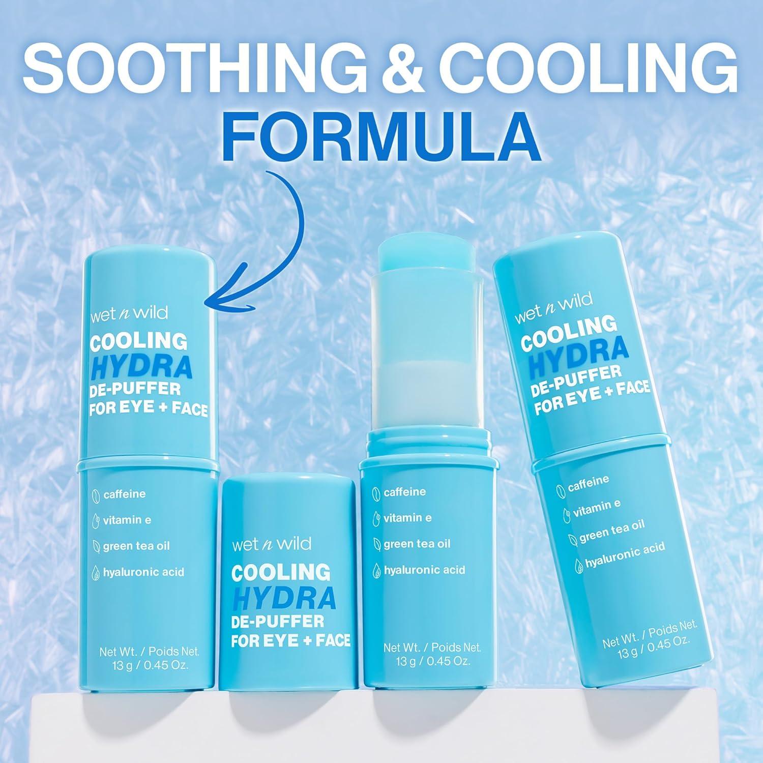 wet n wild Cooling Hydra De-Puffer, Soothing Face Makeup Primer Stick with Vitamin E & Caffeine, Instant Skin Refreshments for All Skin Types and Complexions, Vegan & Cruelty-Free(Cooling Hydra)