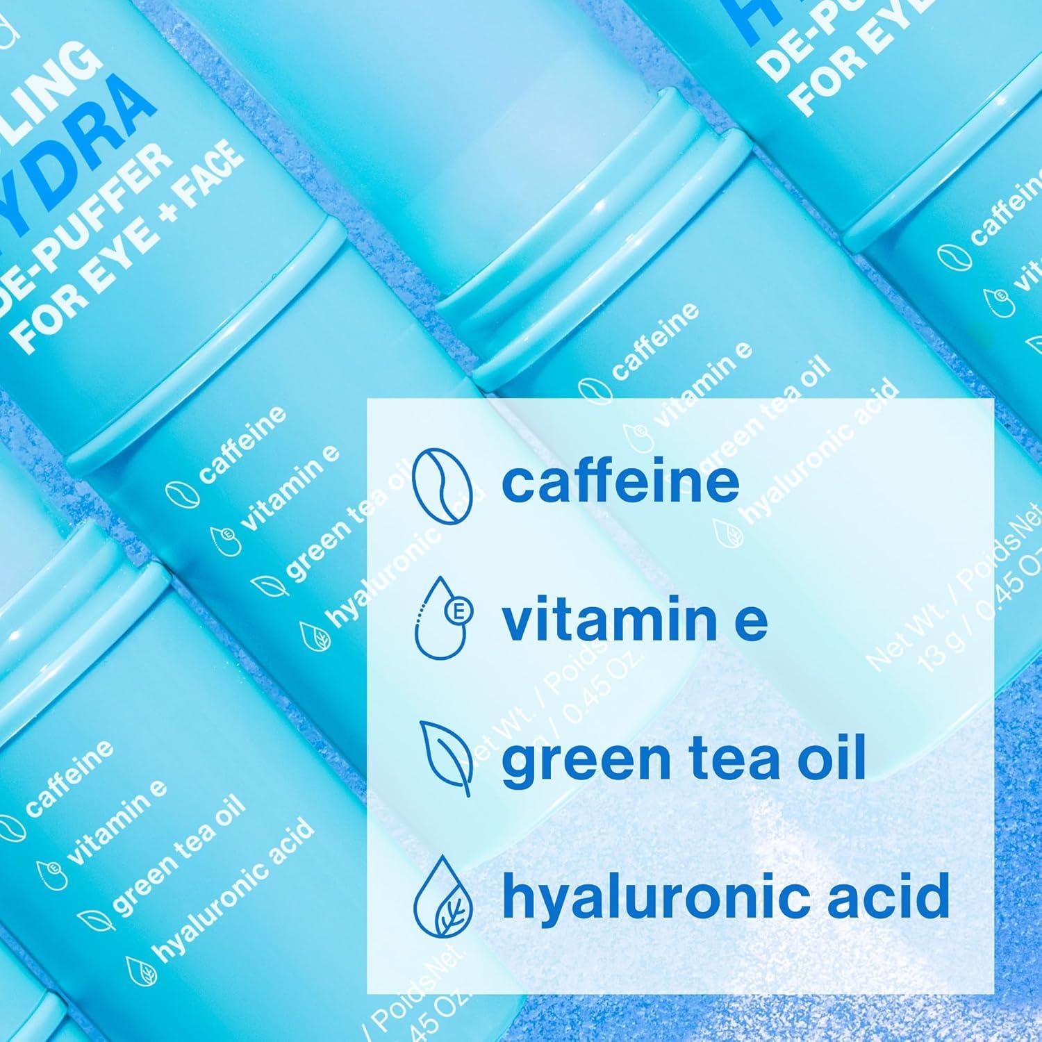 wet n wild Cooling Hydra De-Puffer, Soothing Face Makeup Primer Stick with Vitamin E & Caffeine, Instant Skin Refreshments for All Skin Types and Complexions, Vegan & Cruelty-Free(Cooling Hydra)