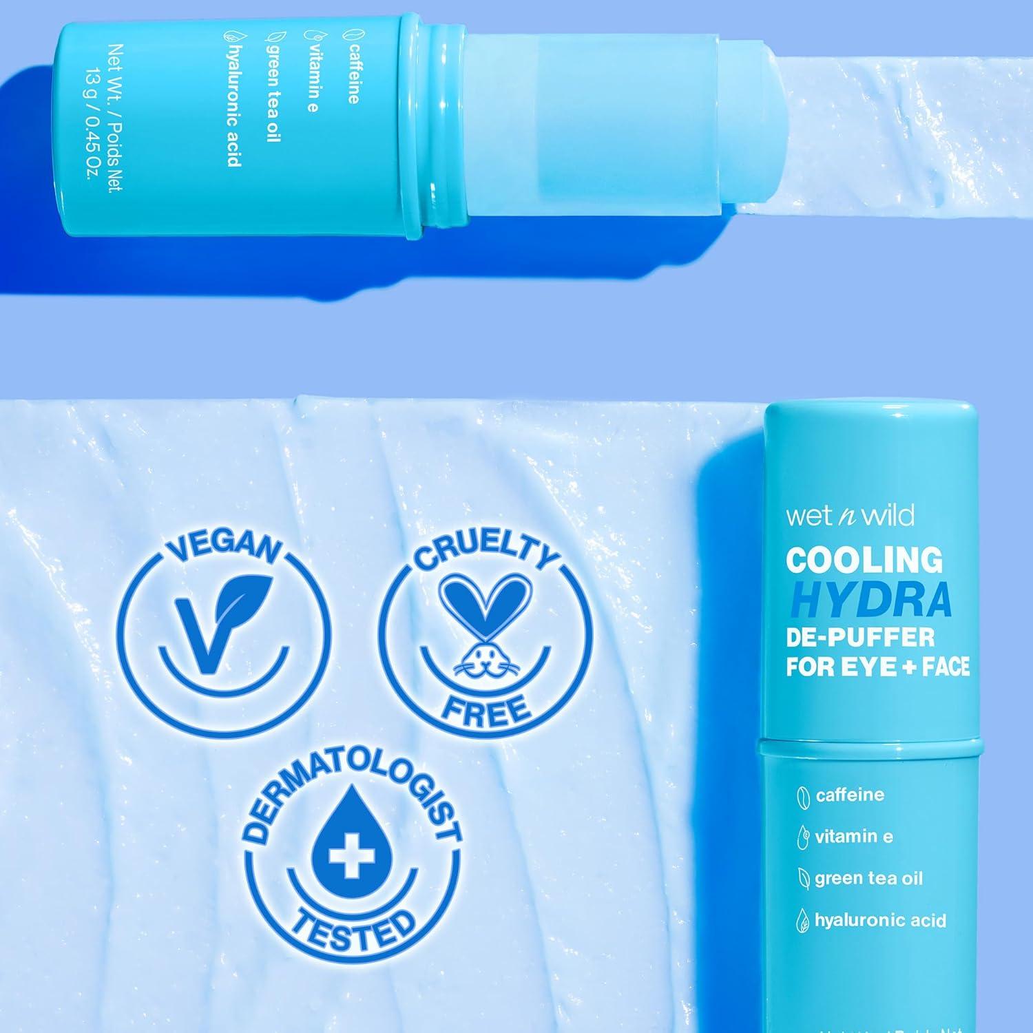 wet n wild Cooling Hydra De-Puffer, Soothing Face Makeup Primer Stick with Vitamin E & Caffeine, Instant Skin Refreshments for All Skin Types and Complexions, Vegan & Cruelty-Free(Cooling Hydra)