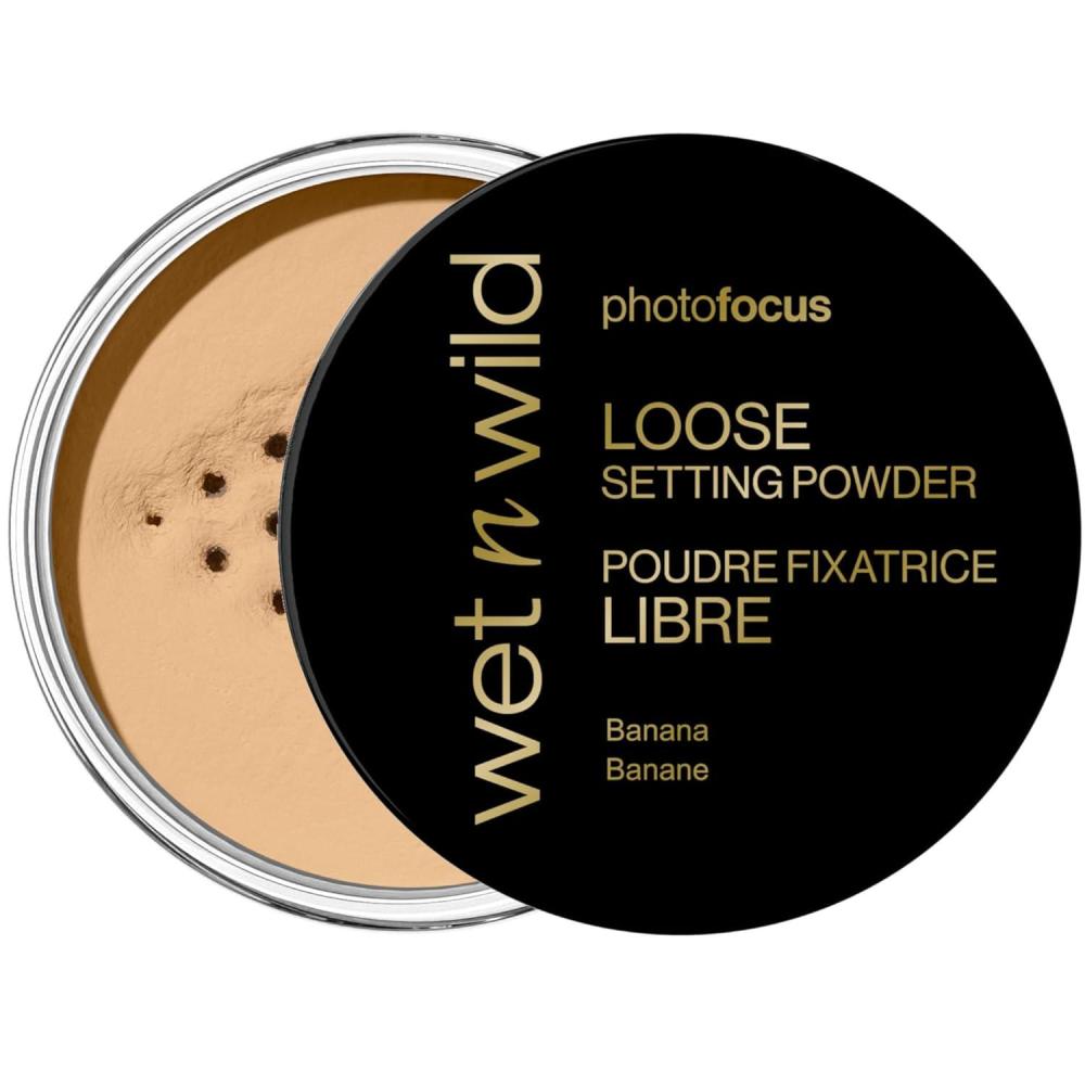 wet n wild Photo Focus Loose Baking Setting Powder, Highlighter Makeup, Fair to Medium & Tan Skin Tones – Translucent(Banana)
