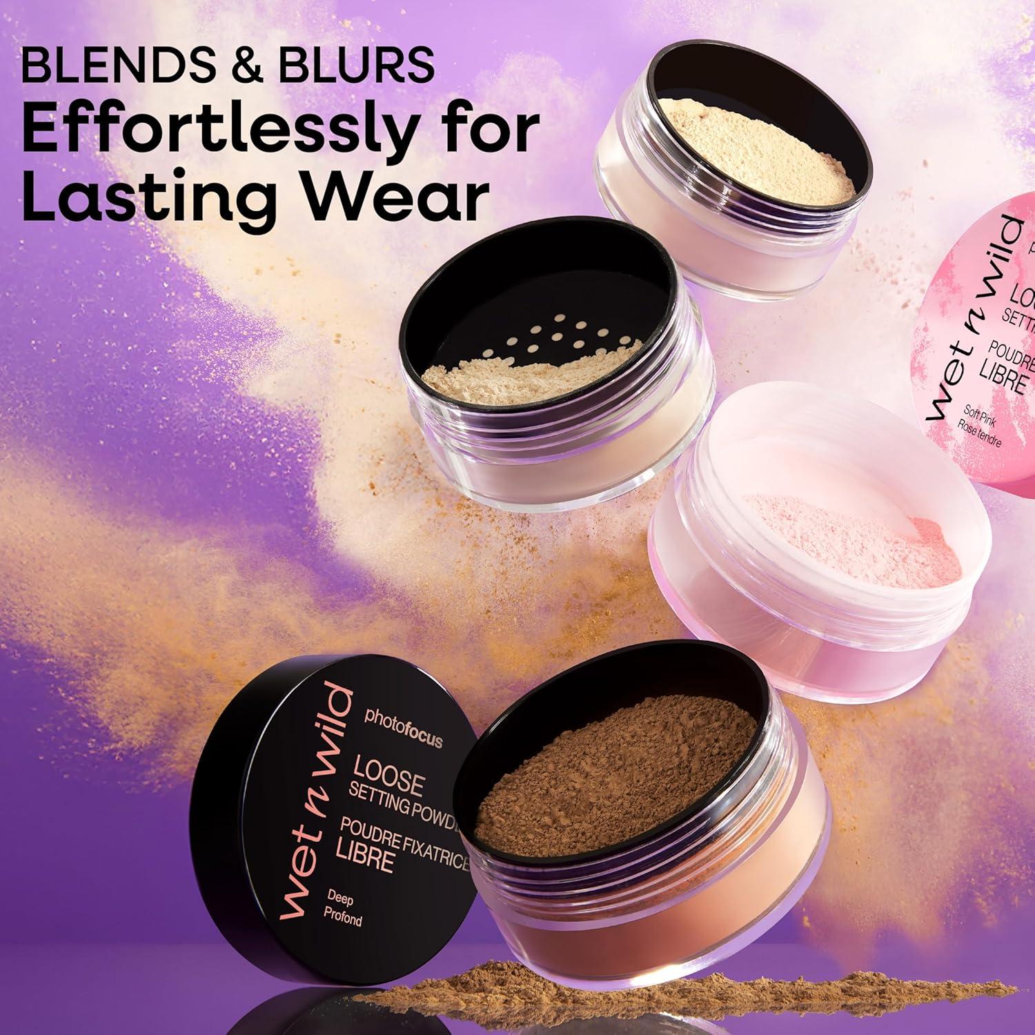 wet n wild Photo Focus Loose Baking Setting Powder, Highlighter Makeup, Fair to Medium & Tan Skin Tones – Translucent(Banana)