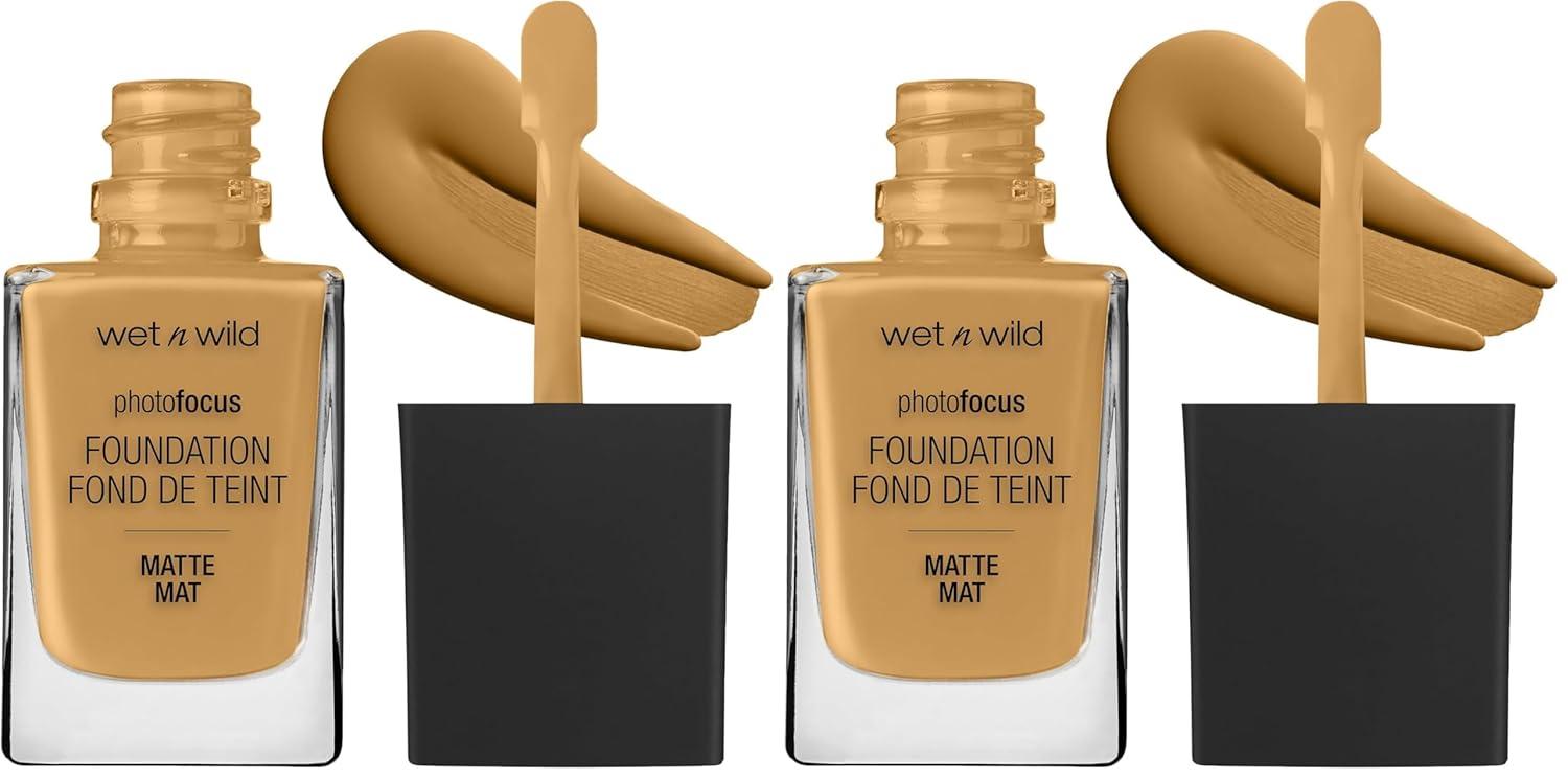 wet n wild Photo Focus Matte Liquid Foundation Golden Beige, Vegan & Cruelty-Free(Amber Beige)