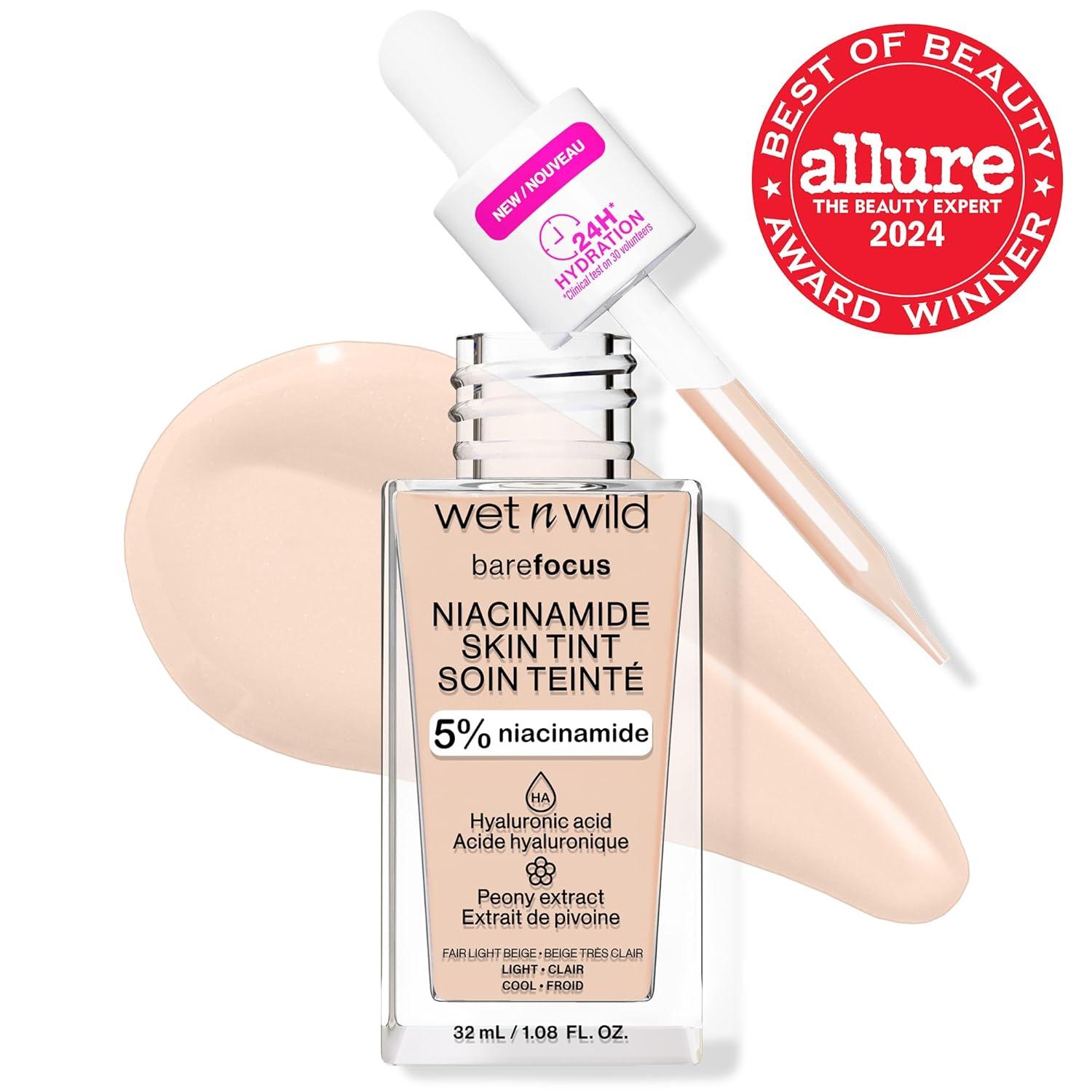 wet n wild Bare Focus Skin Tint, 5% Niacinamide Enriched, Buildable Sheer Lightweight Coverage, Natural Radiant Finish, Hyaluronic & Vitamin Hydration Boost, Cruelty-Free & Vegan – Fair Beige(Fair Light Beige)